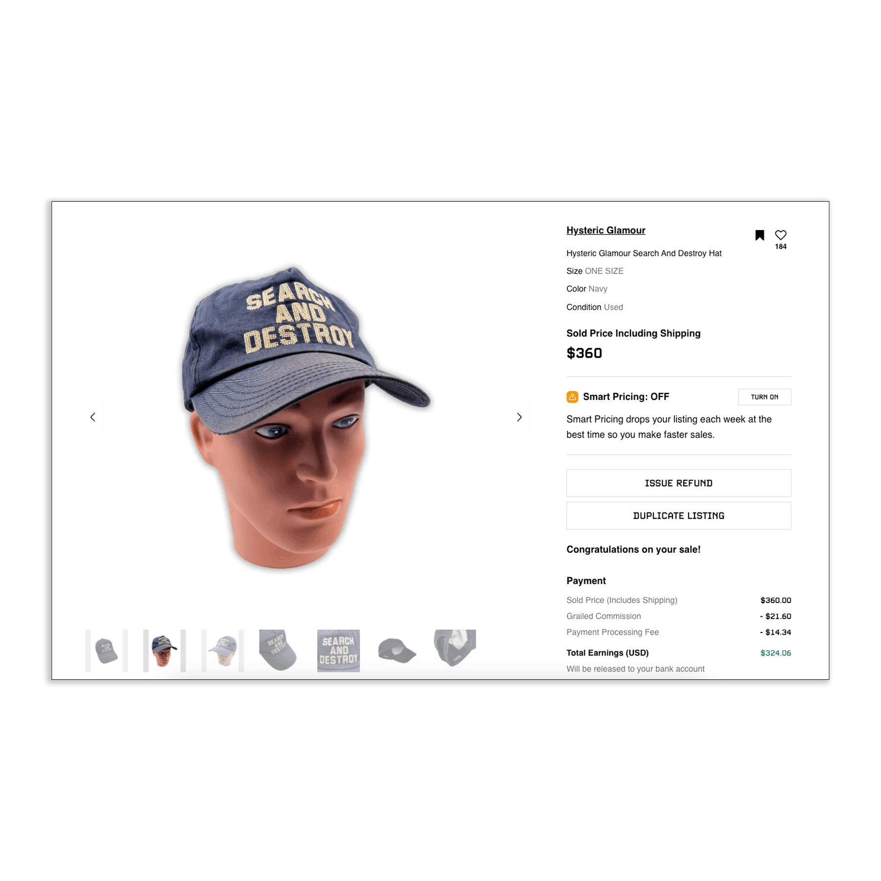 Hysteric Glamour 2000s HYSTERIC GLAMOUR SEARCH AND DESTROY HAT Size ONE SIZE - 10 Thumbnail