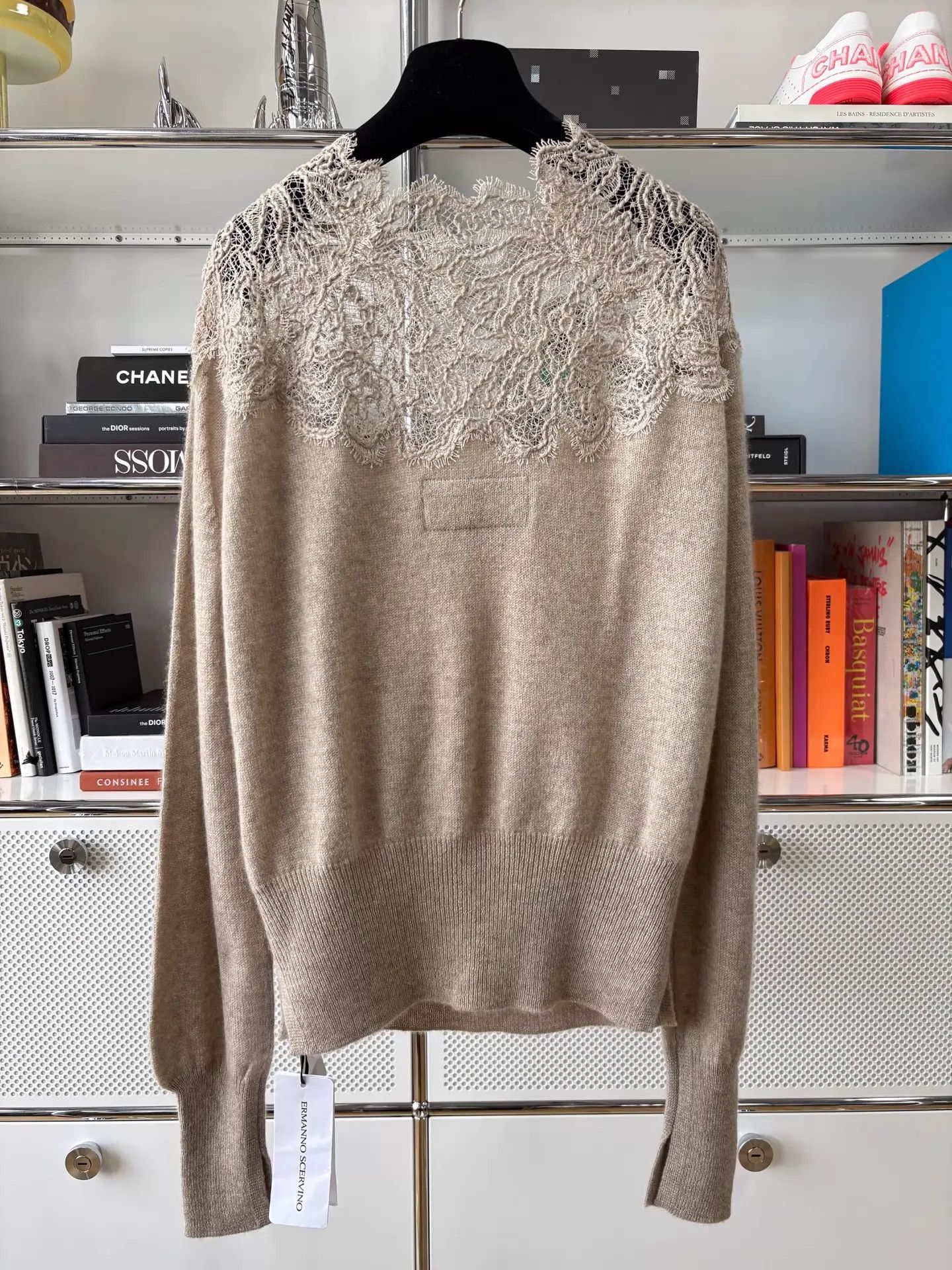 Ermanno Scervino Ermanno Scervino Camel Lace Panel Cashmere Top M Size M / US 6-8 / IT 42-44 - 4 Thumbnail