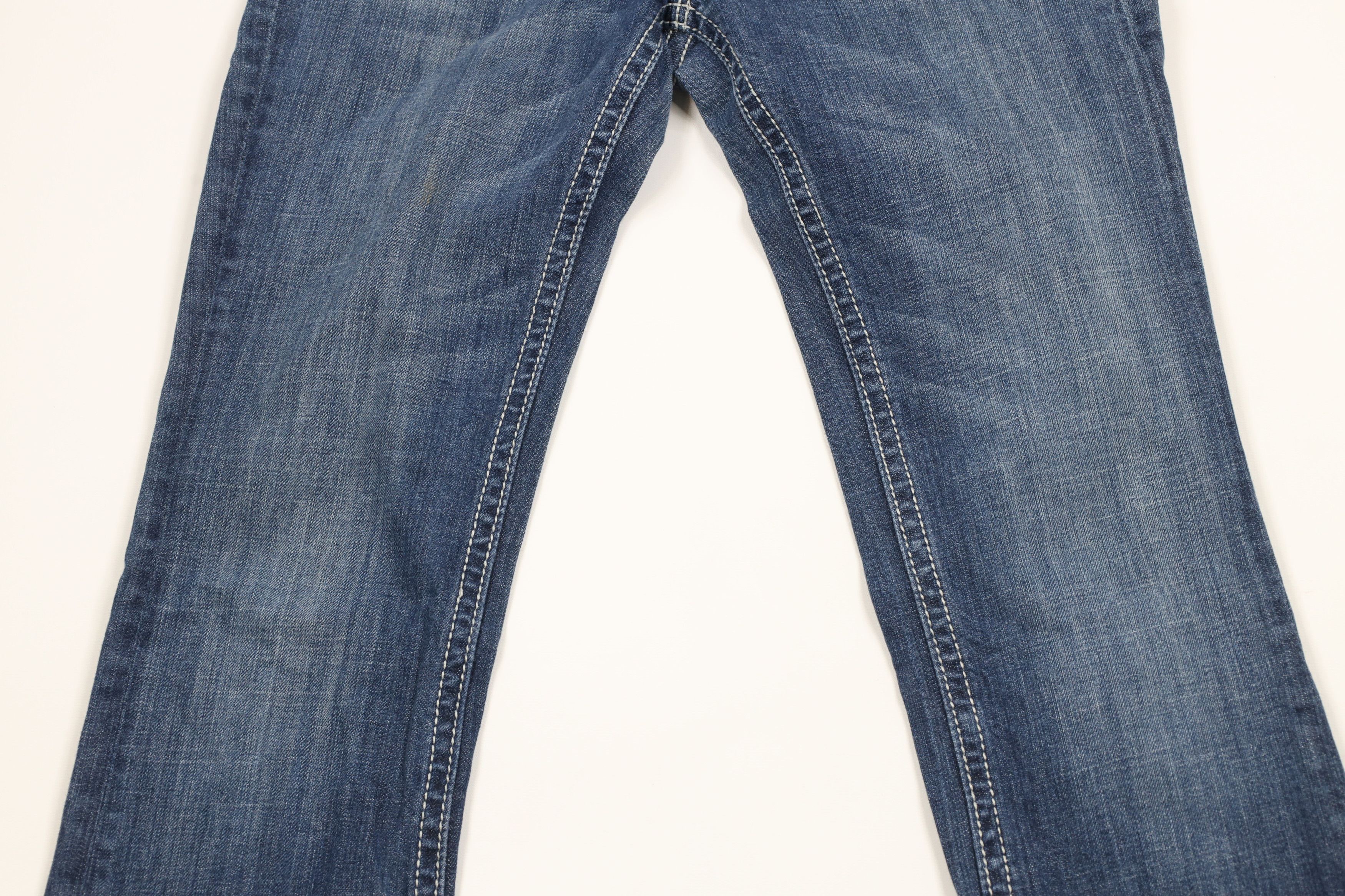 Miss Me × Vintage Miss Me Stitch Fleur de Lis Flared Bootcut Denim Jeans Blue Size 29" - 3 Thumbnail