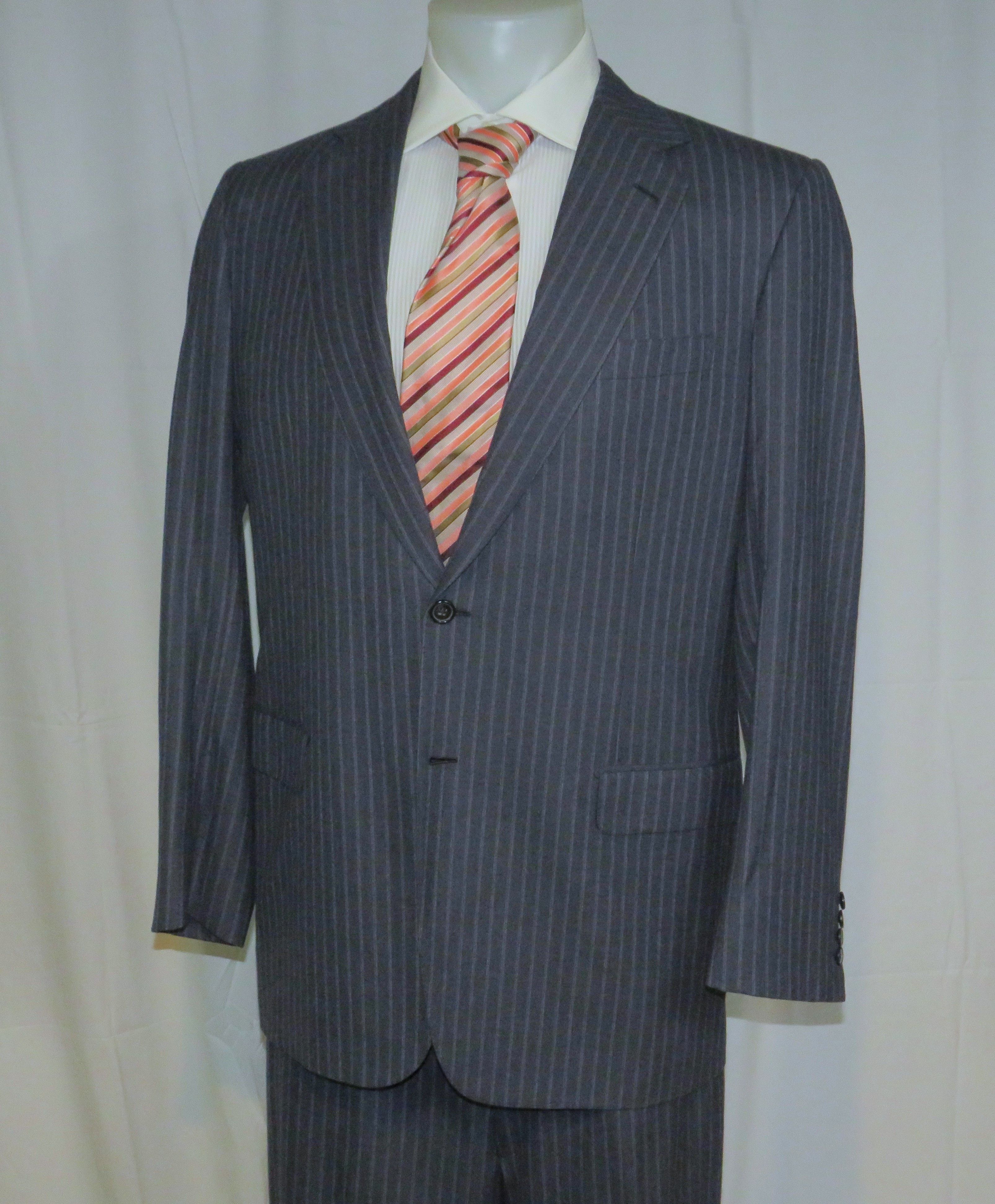 Brioni Nomentano Super 160 Custom Made Blue Striped Suit 42L NWT Size 42L - 9 Thumbnail