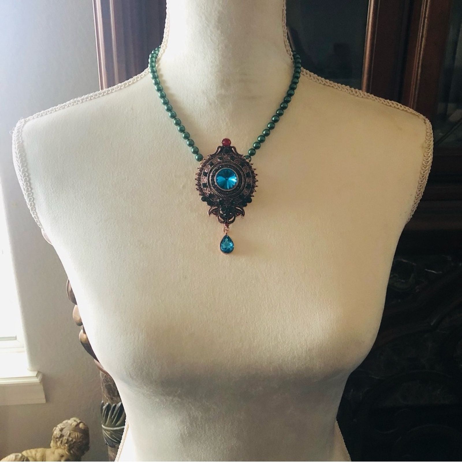 Handmade Handcrafted repurpose regal look stone Pearl necklace Size ONE SIZE - 6 Thumbnail