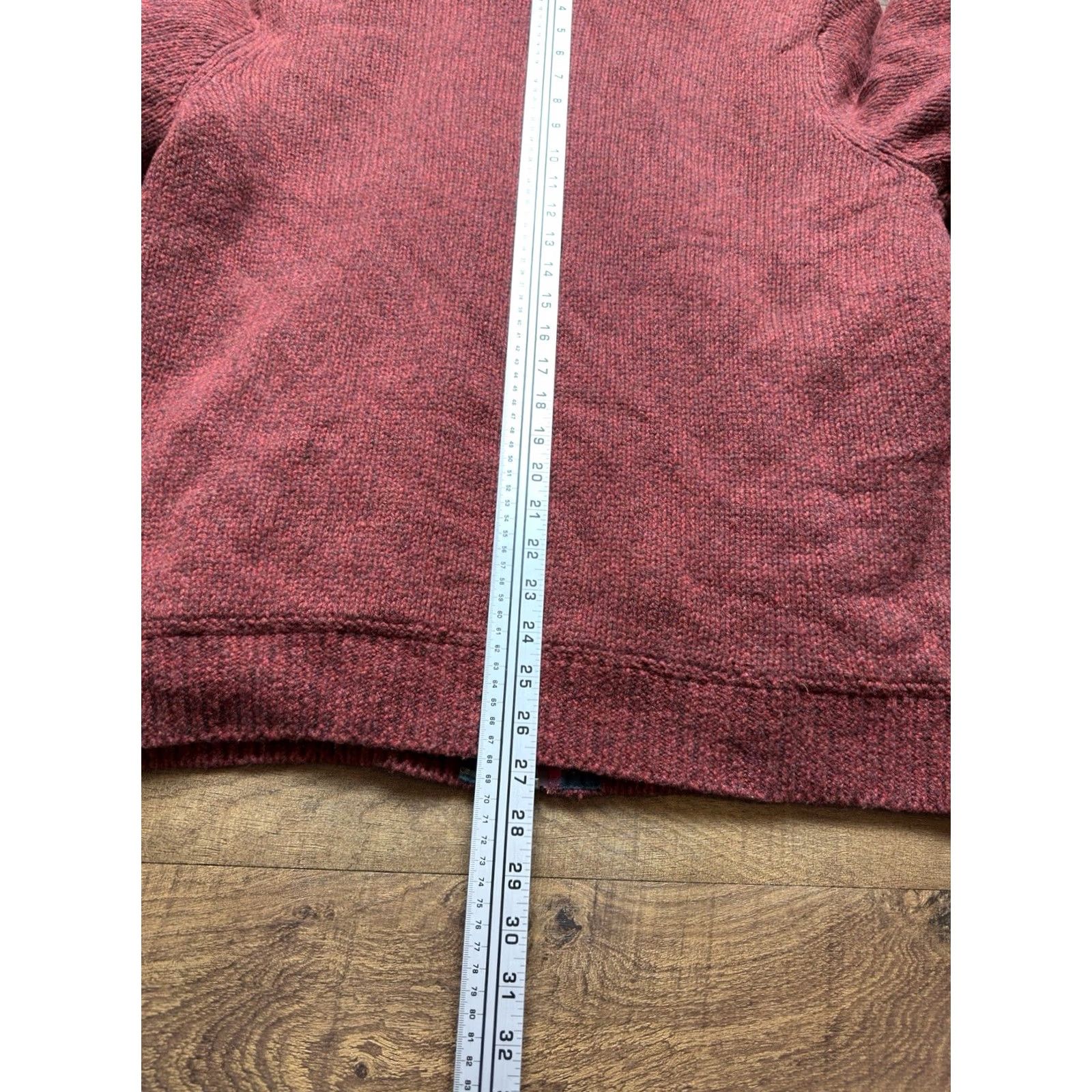 Vintage L.L. Bean Sweater Mens Large Wool Red Full Zip Mock Neck Lined Classic Ragg Knit | Zip Pockets | Regular Fit, Casual Mens Christmas 90s? Size US L / EU 52-54 / 3 - 7 Thumbnail