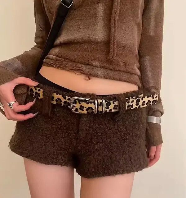 Japanese Brand Haruno x Aoki leopard cheetah print pu leather belt Size ONE SIZE - 6 Thumbnail