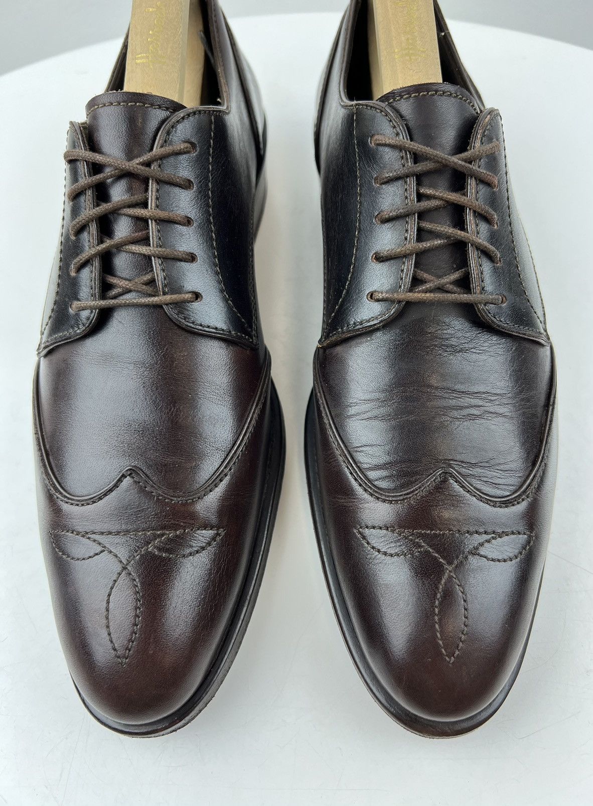 Fendi FENDI Derby Leather Shoes Lace Up Wingtip Logo Brown Men’s Size US 8 / EU 41 - 9 Thumbnail