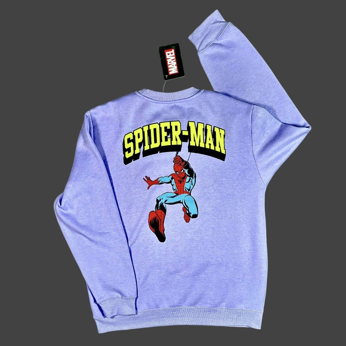 Marvel Comics Marvel Spider-Man Light Purple Long Graphic Sweatshirt Sz XL Size US XL / EU 56 / 4 - 14 Thumbnail