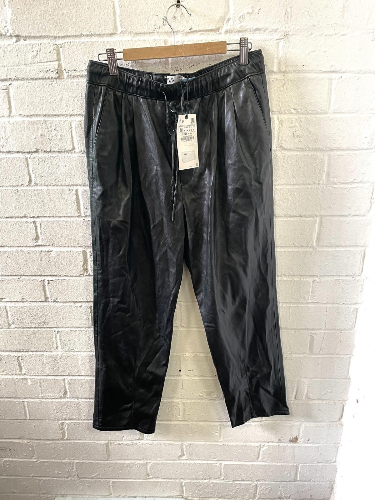 Zara Zara Black Faux Leather Pants Medium Size 32" / US 10 / IT 46 - 1 Thumbnail