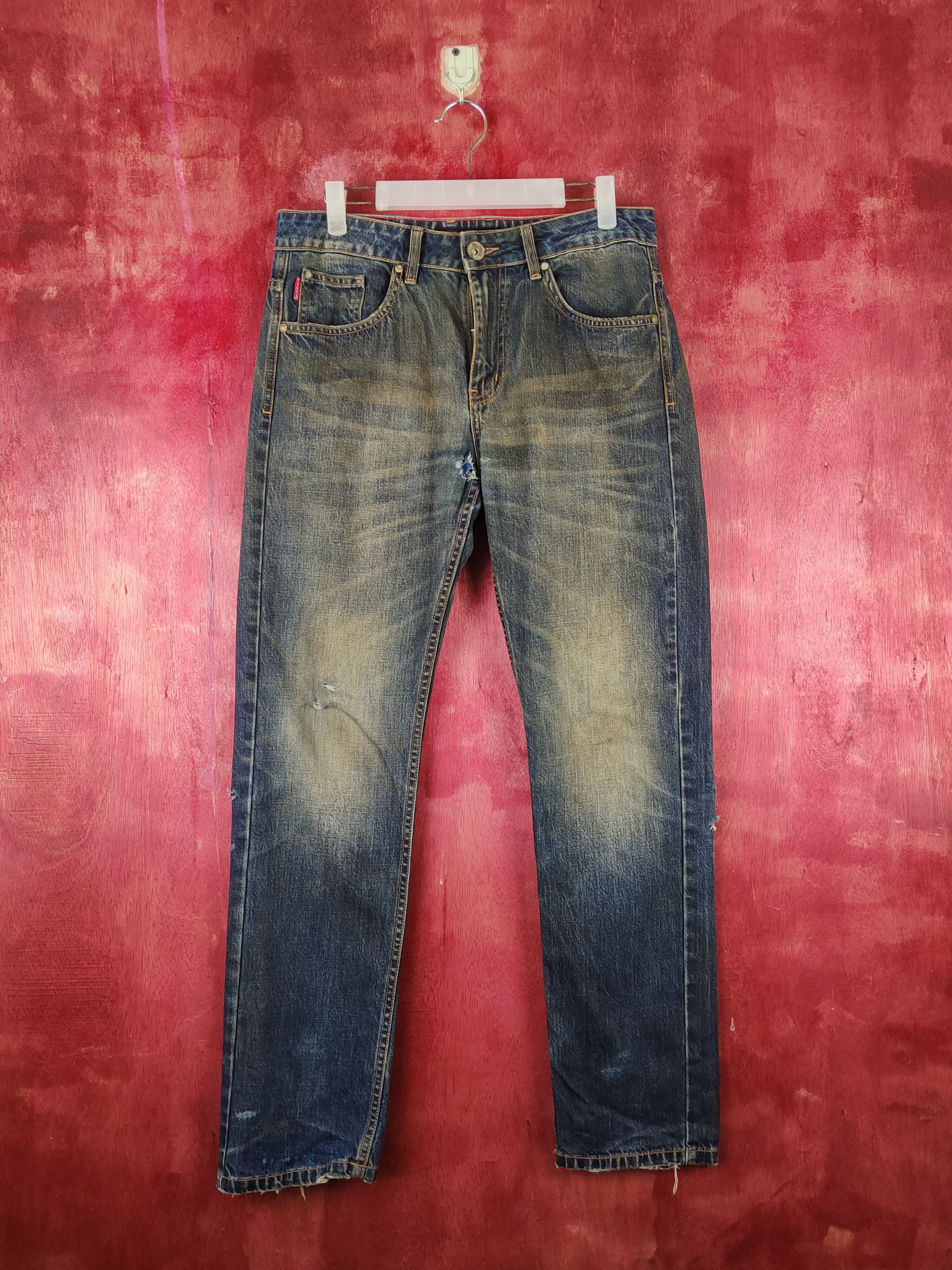 Japanese Brand Tykes Dark Blue Faded Distressed Ripped Jeans #S2141 Size US 32 / EU 48 - 1 Thumbnail