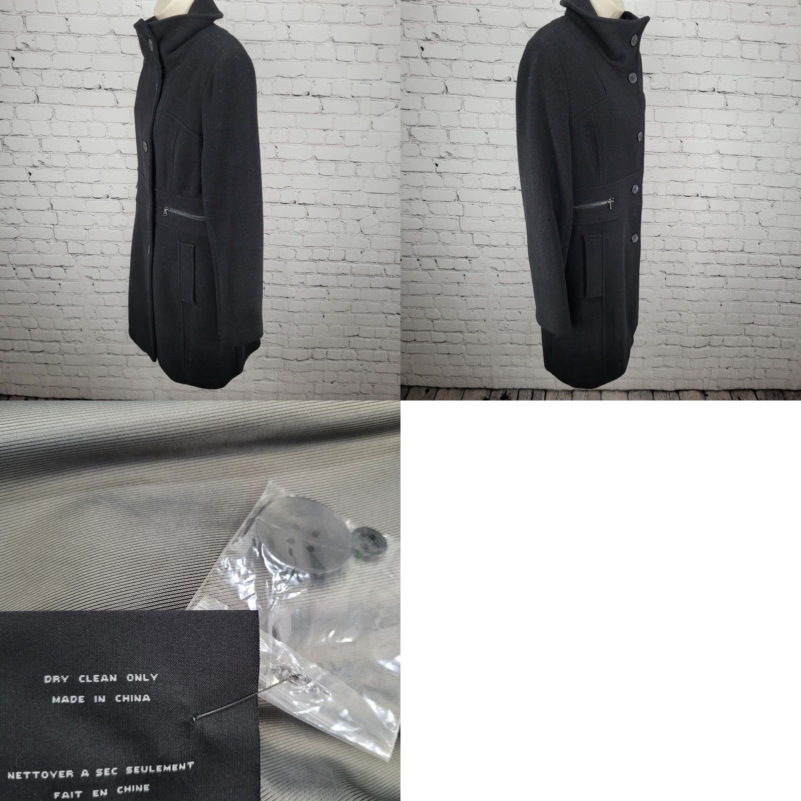 Vintage Marc New York Overcoat Womens Wool Blend Zip Pockets Lined Black 10 Size Mid-Length Buttoned Coat Size L / US 10 / IT 46 - 9 Thumbnail