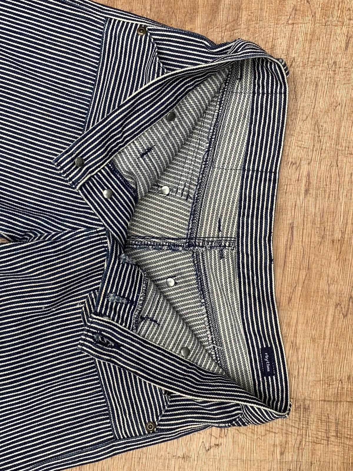 Japanese Brand Rythym Flare Wide Leg Hickory Striped Pants Size US 29 - 18 Thumbnail