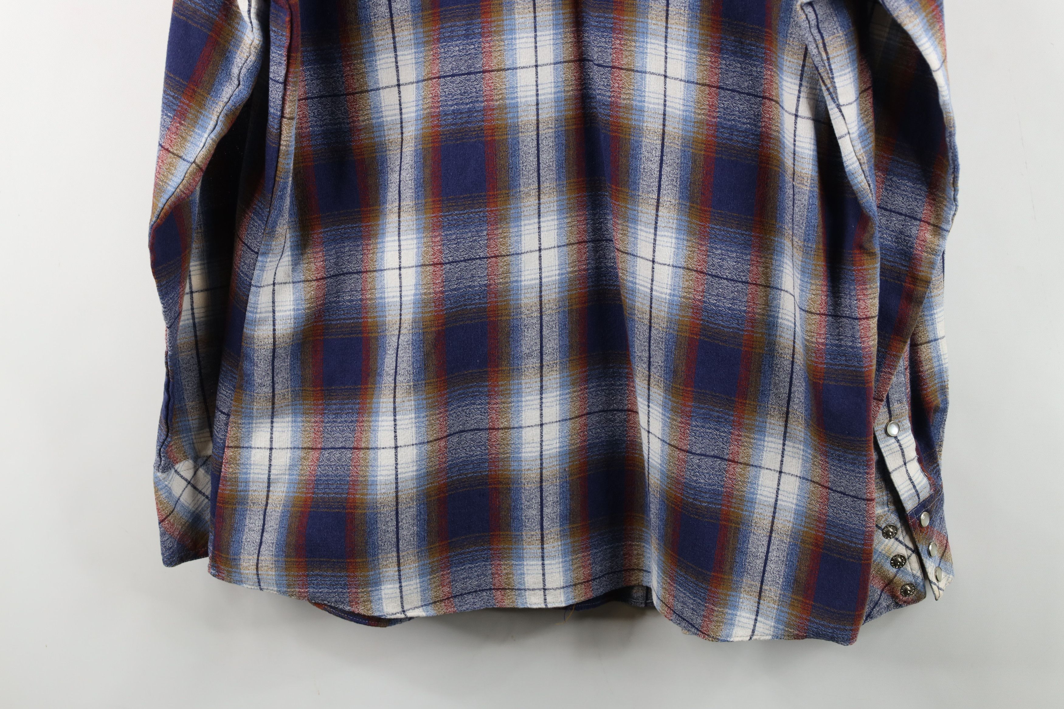 Vintage Vintage 70s Streetwear Plaid Knit Western Snap Button Shirt Size US L / EU 52-54 / 3 - 12 Thumbnail