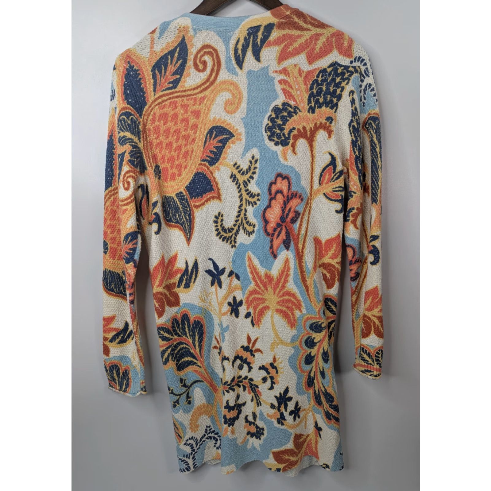 Soft Surroundings Soft Surroundings Cardigan Sweater Womens S Ivory Floral Beach Open-Knit V-Neck Lightweight 100% Cotton Paisley 2GE07 Size S / US 4 / IT 40 - 3 Thumbnail