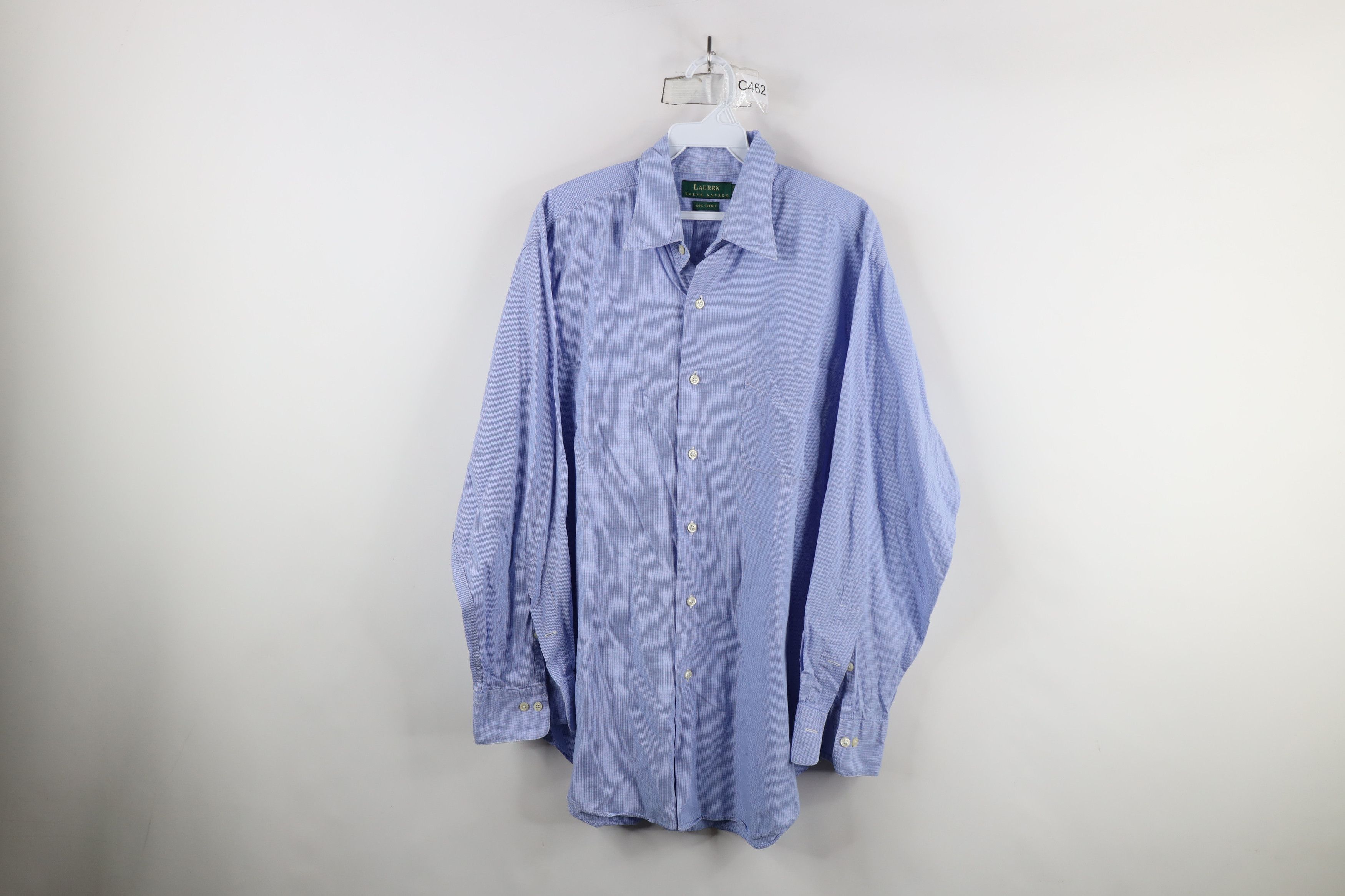 Ralph Lauren × Vintage Vintage Ralph Lauren Micro Collared Button Shirt Blue Cotton Size US M / EU 48-50 / 2 - 1 Thumbnail