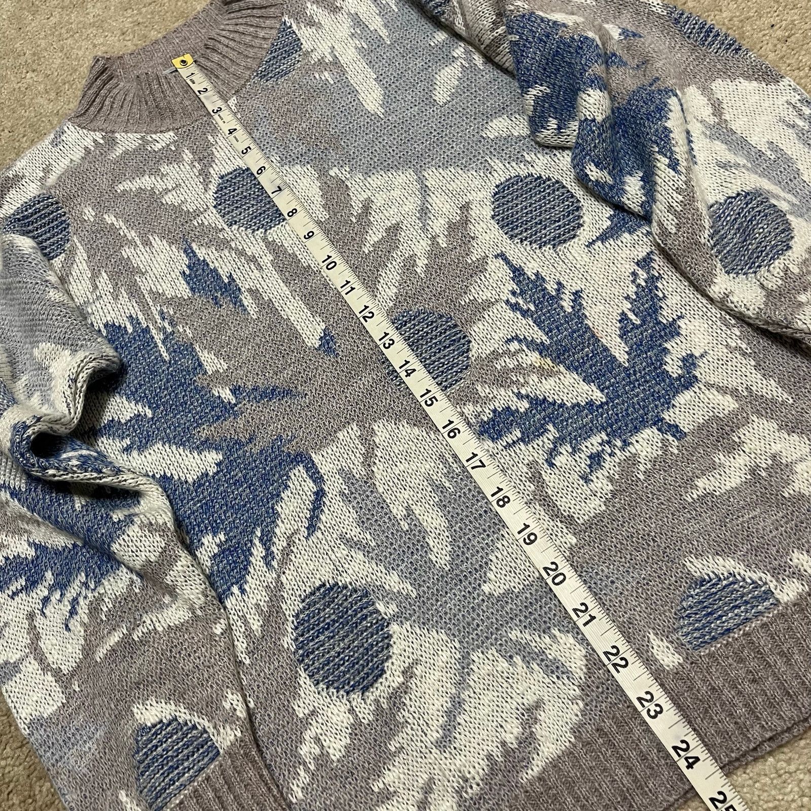 Other Vintage 90s Kenneth Too Abstract Leaf Knit Sweater Blue Gray Size S / US 4 / IT 40 - 5 Thumbnail