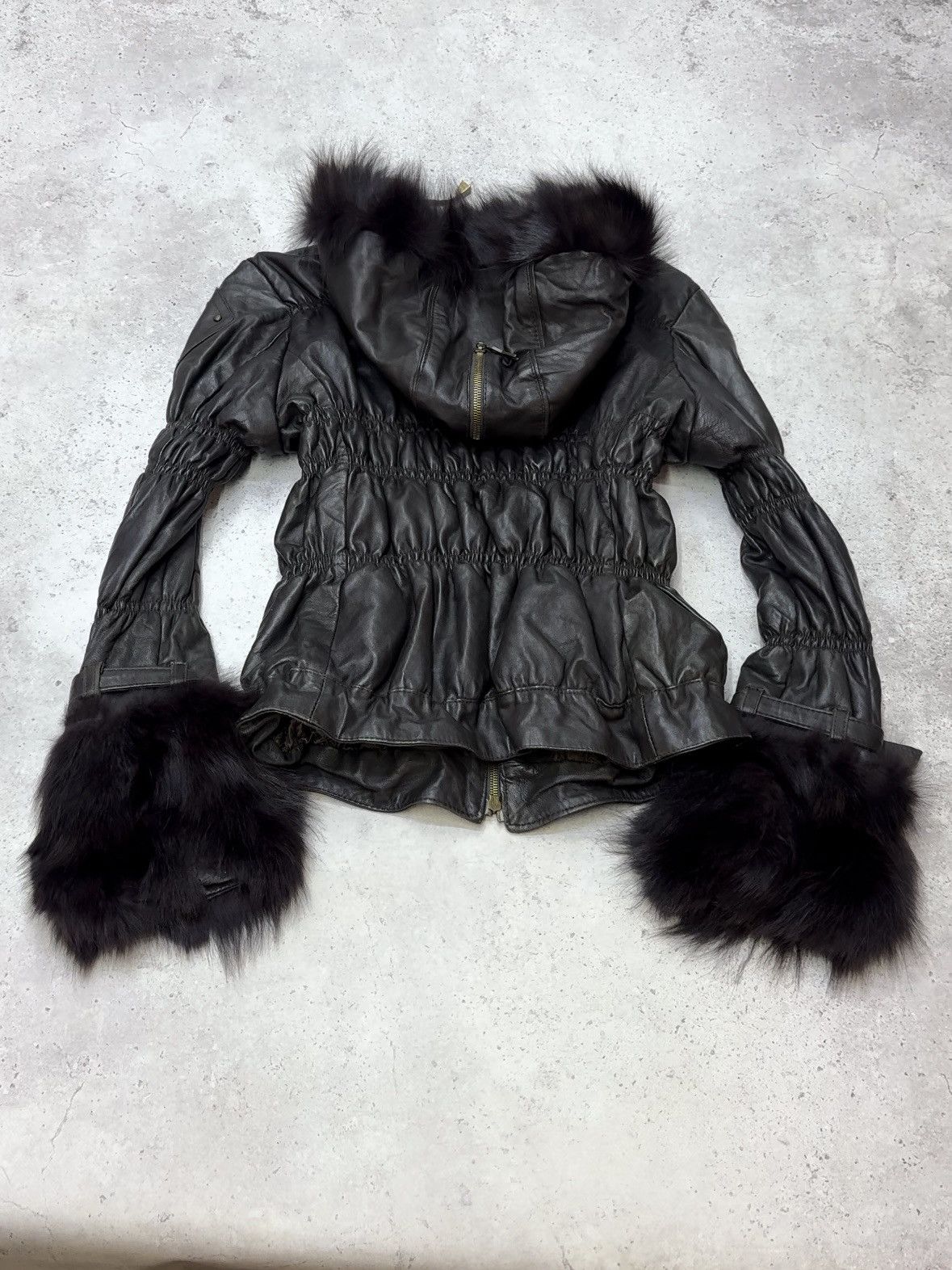 Japanese Brand Vintage Fur Leather/Fur Bandage Double Zip Leather Jacket Size US M / EU 48-50 / 2 - 4 Thumbnail
