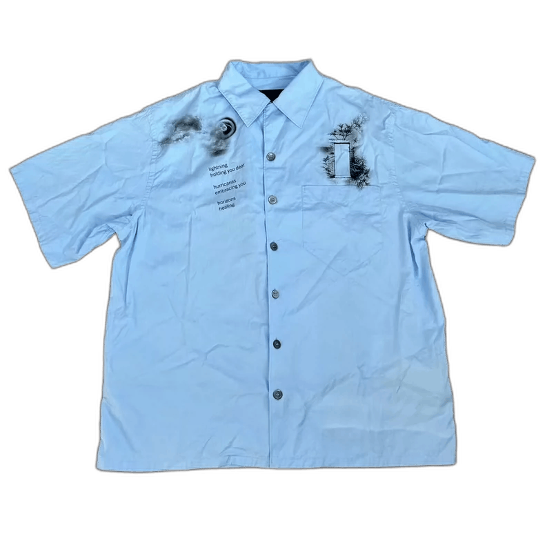 Prada Prada Blue Short Sleeve Floral Shirt-yf Size US L / EU 52-54 / 3 - 1 Thumbnail