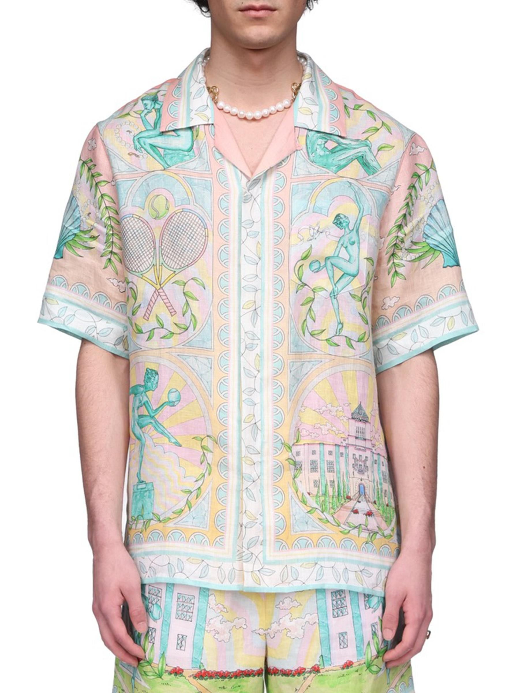 Casablanca os11x0725 Cuban Collar Short-Sleeve Shirt in Multicolor Size US M / EU 48-50 / 2 - 3 Thumbnail