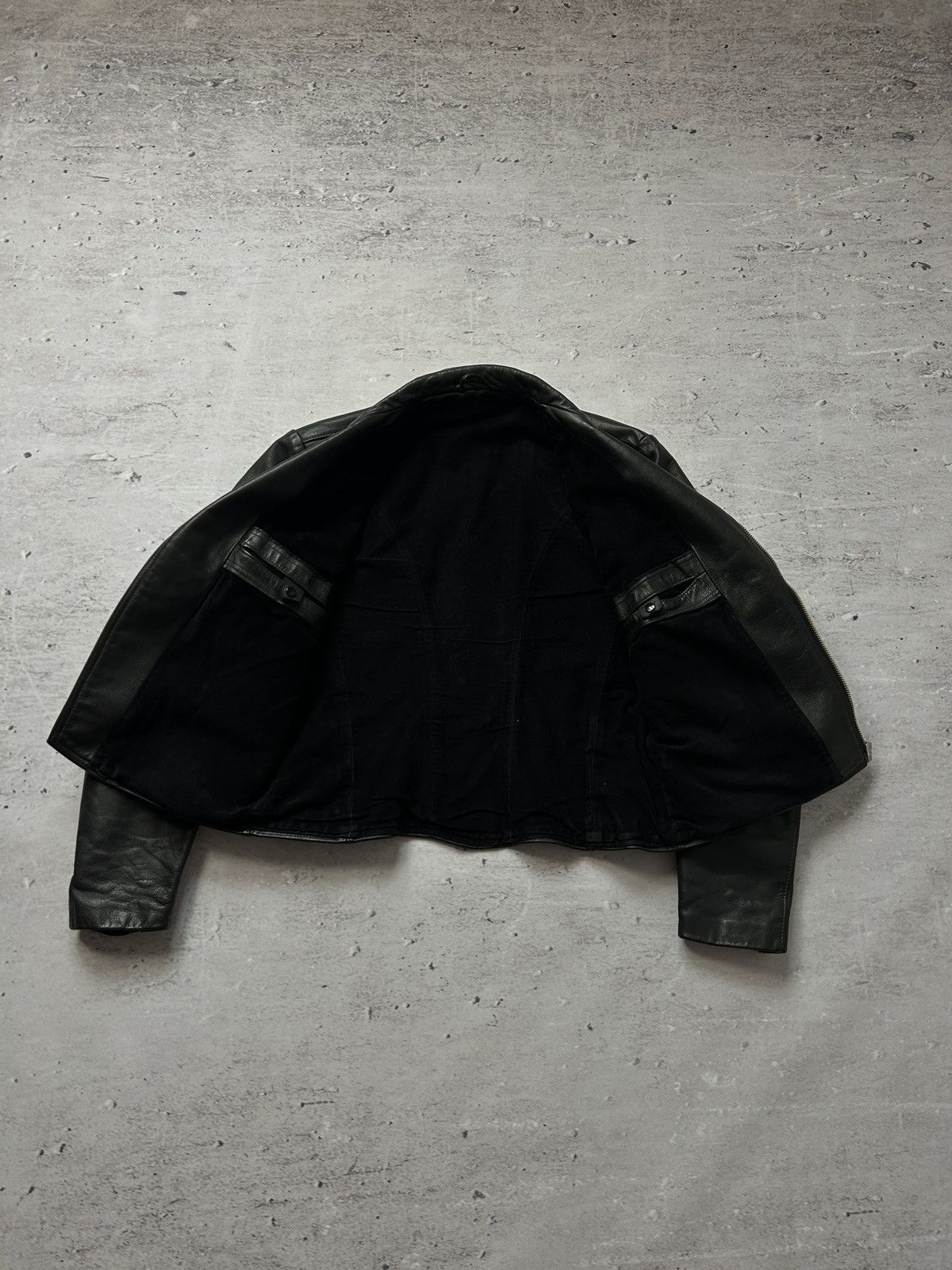 💥Vintage Real Leather Avant Garde Jacket 90s Italy Designer💥