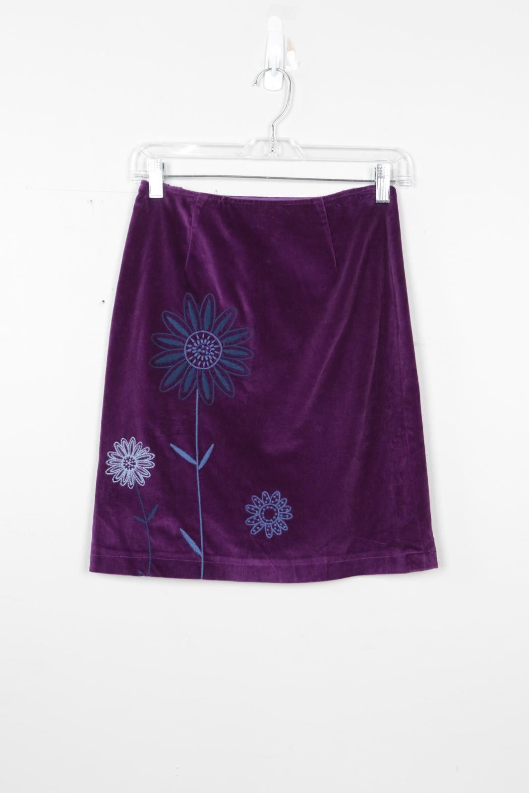 Other 00's Moschino Jeans Velour Floral Skirt Size 28" / US 6 / IT 42 - 1 Thumbnail