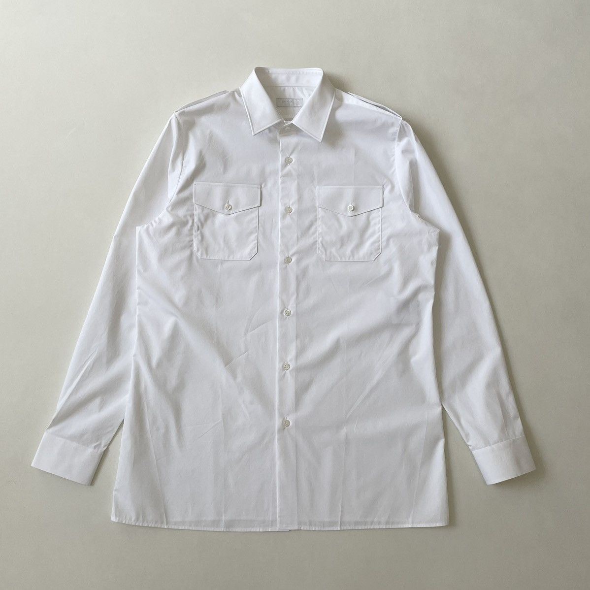 Prada S/S 24 White Cotton Officer Utility Shirt Size US L / EU 52-54 / 3 - 1 Thumbnail