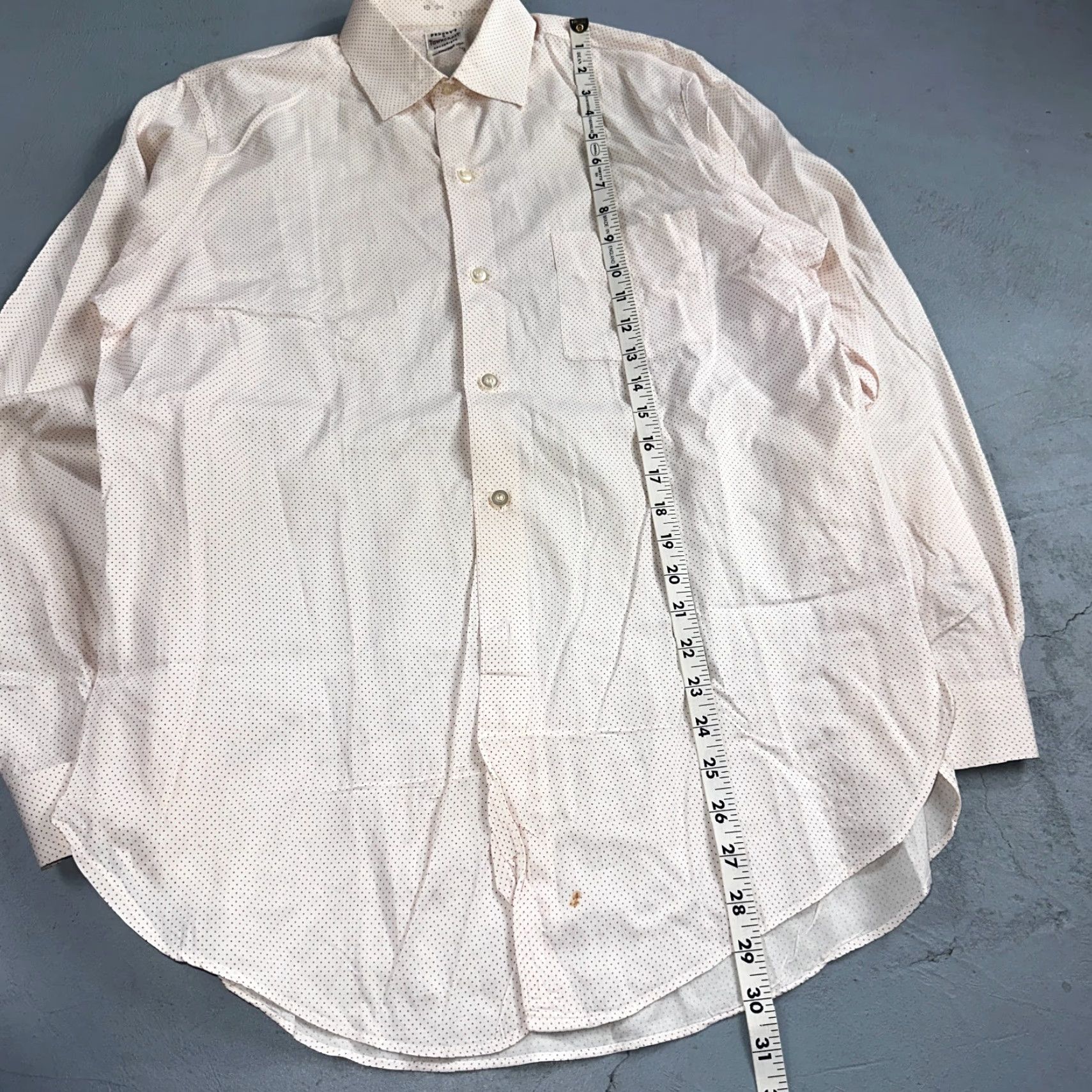 Vintage VINTAGE 1950s Penney's Towncraft Button-Front Dress Shirt Large Blue Polka Dot Mens Size 42R - 7 Thumbnail