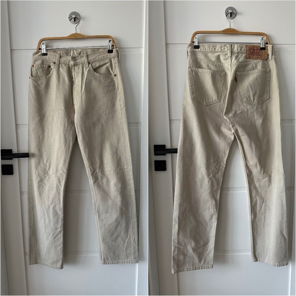 Levi's 90's Levi's 501 Red Rab vintage denim ivory jeans pants Size US 31 - 1 Thumbnail