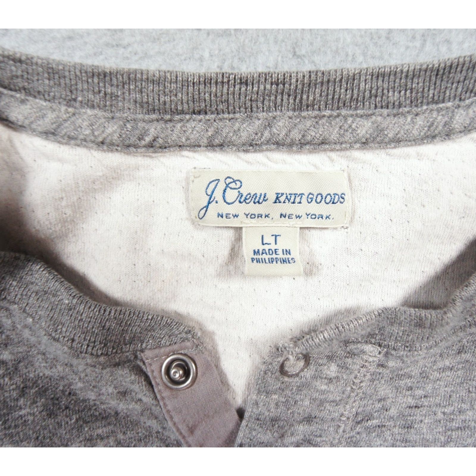 J.Crew JCrew Shirt Mens LT Gray Henley Long Sleeve Outdoor Adult Knit Goods Regular Big & Tall Size US L / EU 52-54 / 3 - 5 Thumbnail