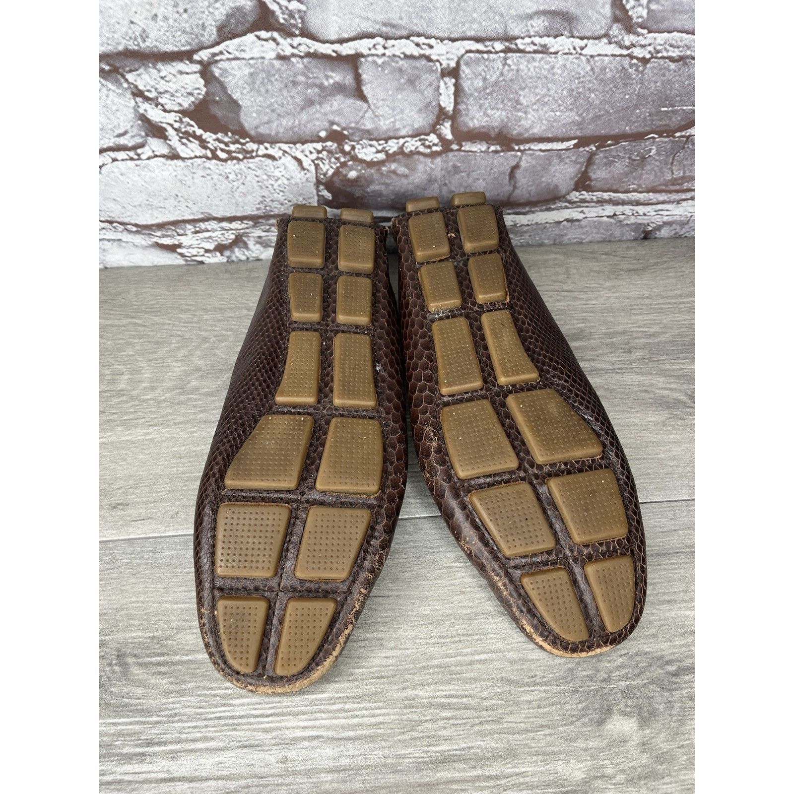 Cole Haan COLE HAAN Dark Mocha Brown Leather Python Print Shelby Flats Size US 7.5 / IT 37.5 - 8 Thumbnail