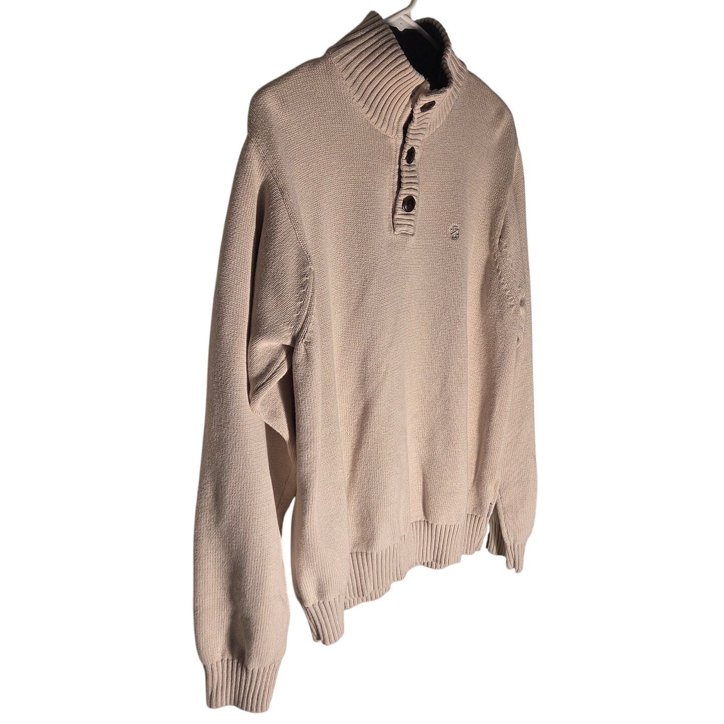 Izod IZOD Cream Quarter Button Pullover Sweater - Men's Large Size US L / EU 52-54 / 3 - 3 Thumbnail