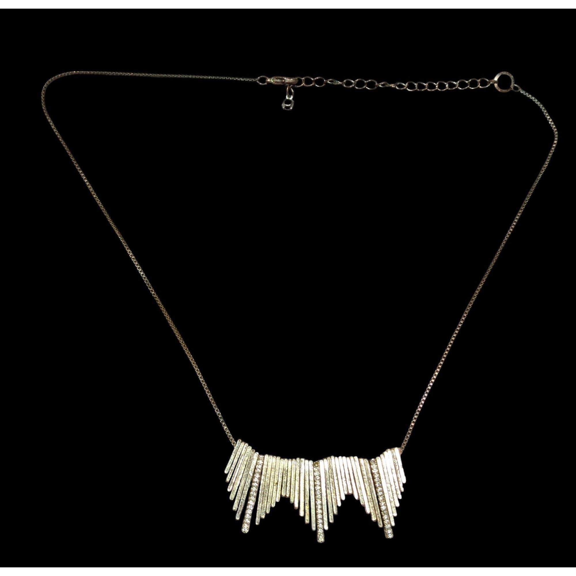 Other Elegant Glam Staggered Metal Fringe Necklace With Rhinestone Size ONE SIZE - 1 Thumbnail