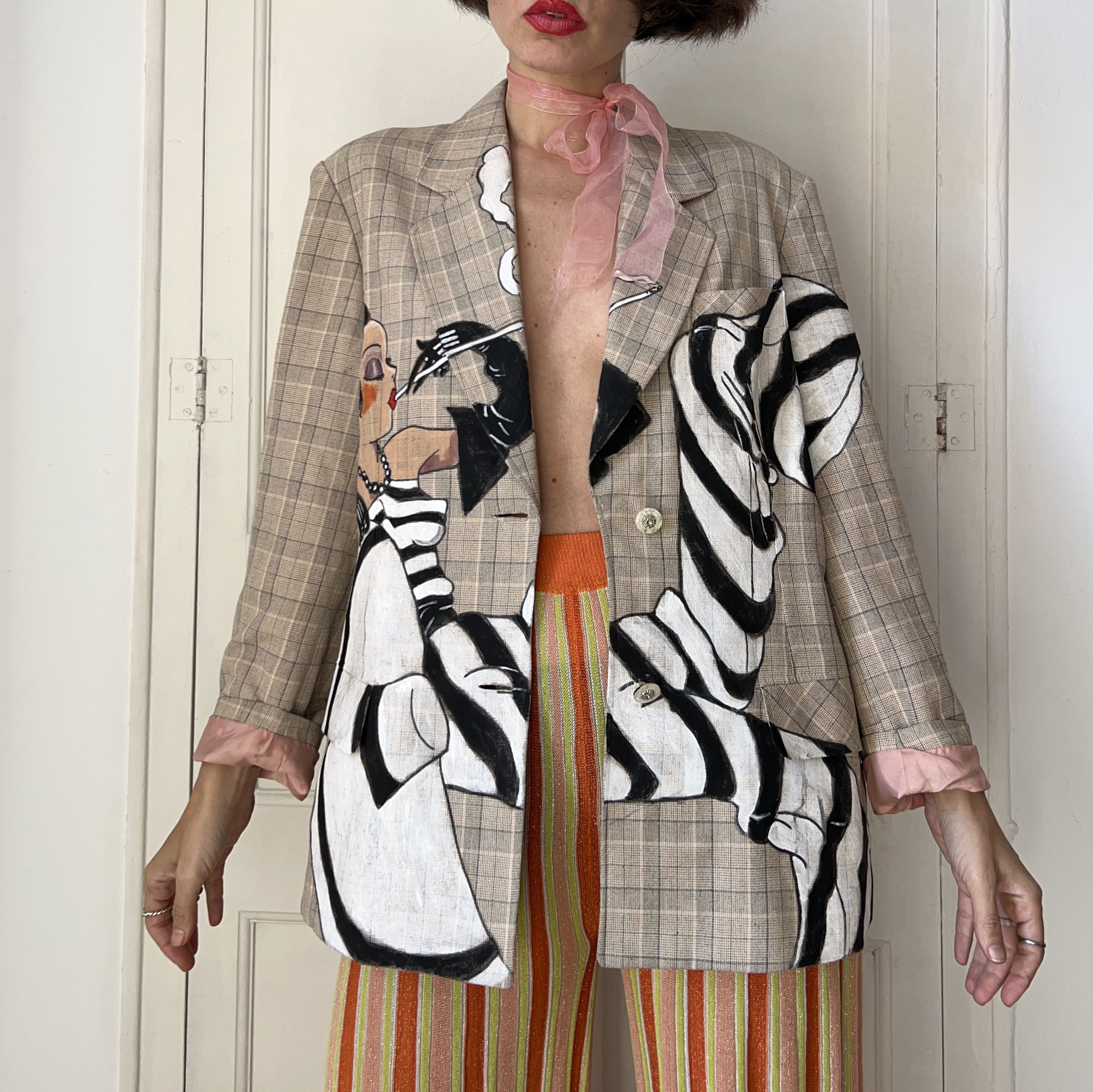 Custommade Custom made Hand Painted Art Deco Blazer Size XL / US 12-14 / IT 48-50 - 3 Thumbnail