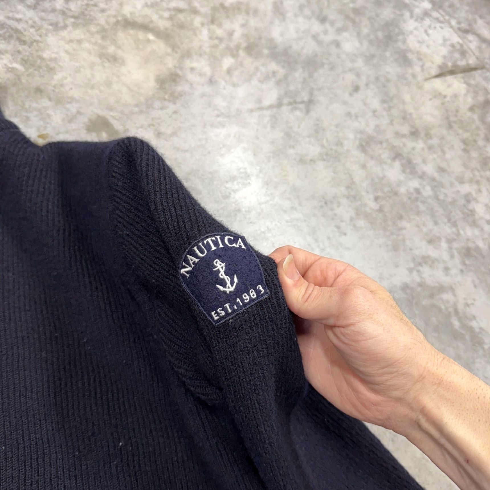 Nautica VINTAGE Nautica Sweater Mens Small Navy Wool Full Zip High Neck 90s Hong Kong Blue KnIT Solid Size US S / EU 44-46 / 1 - 2 Thumbnail