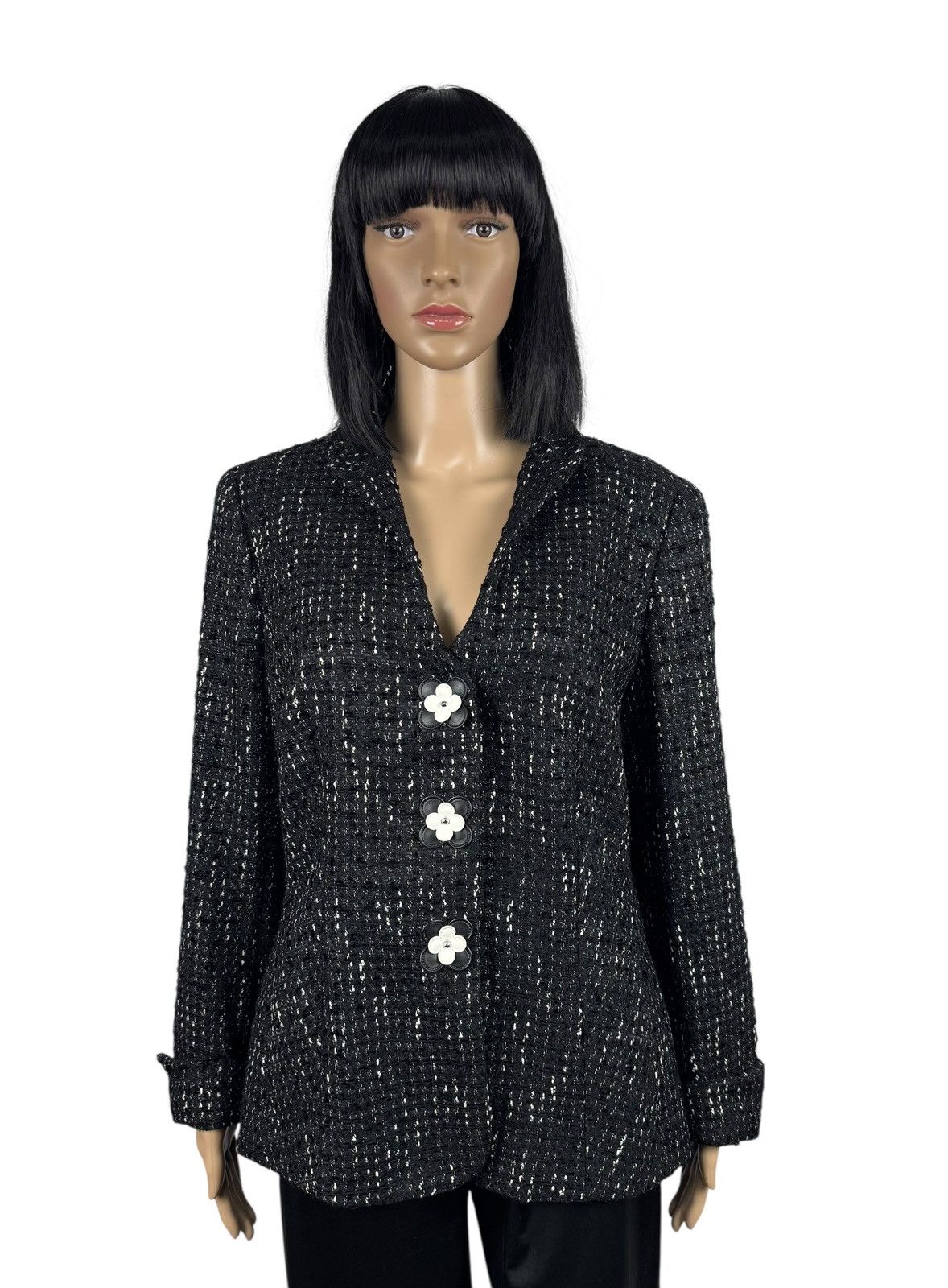 Escada Escada Tweed Wool-Rayon Coat Flowers Buttons size DE42 IT48 Size XL / US 12-14 / IT 48-50 - 1 Thumbnail