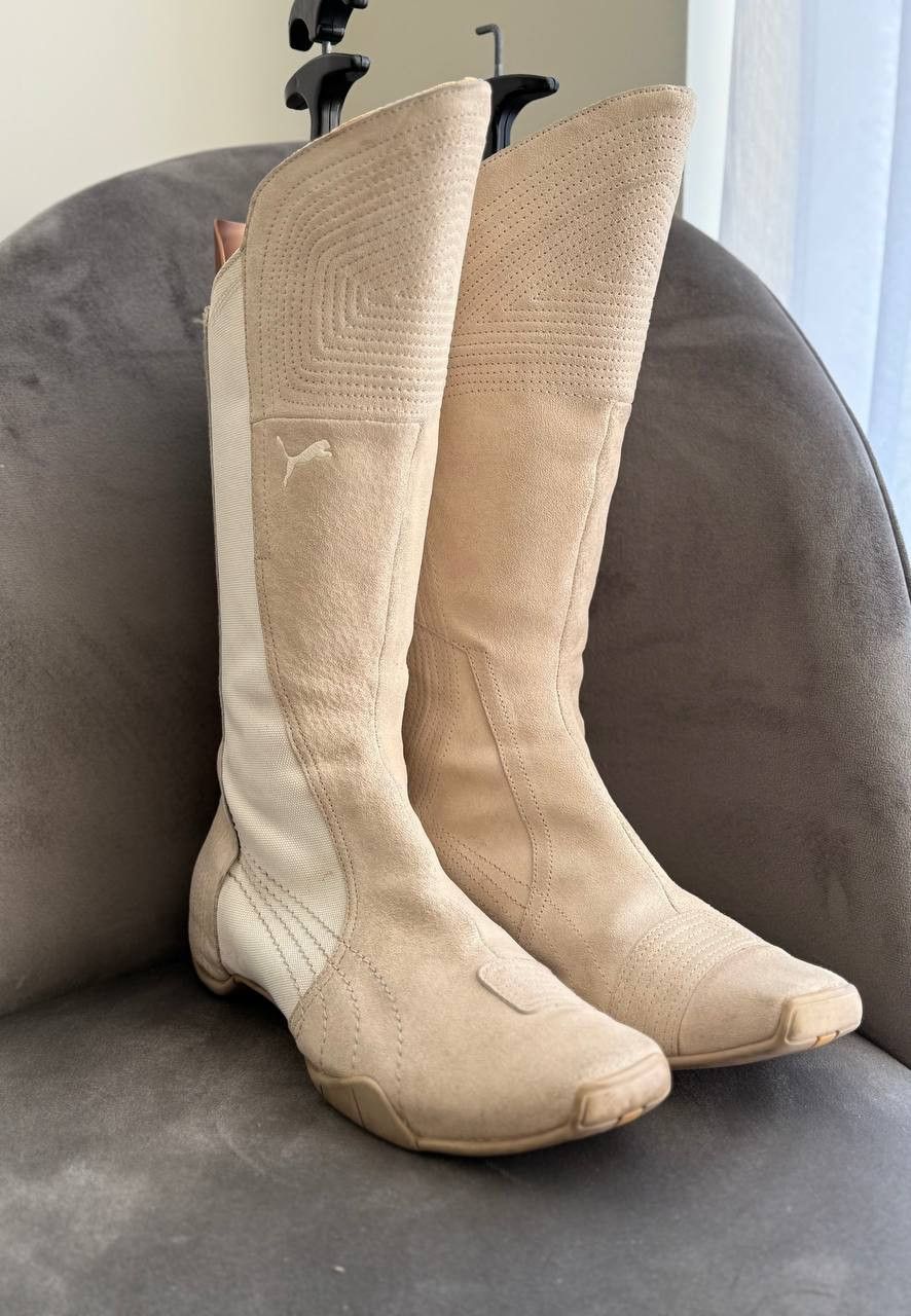 Puma rare vintage Seude Tan Moto Wrestling Boxing Zip Boots