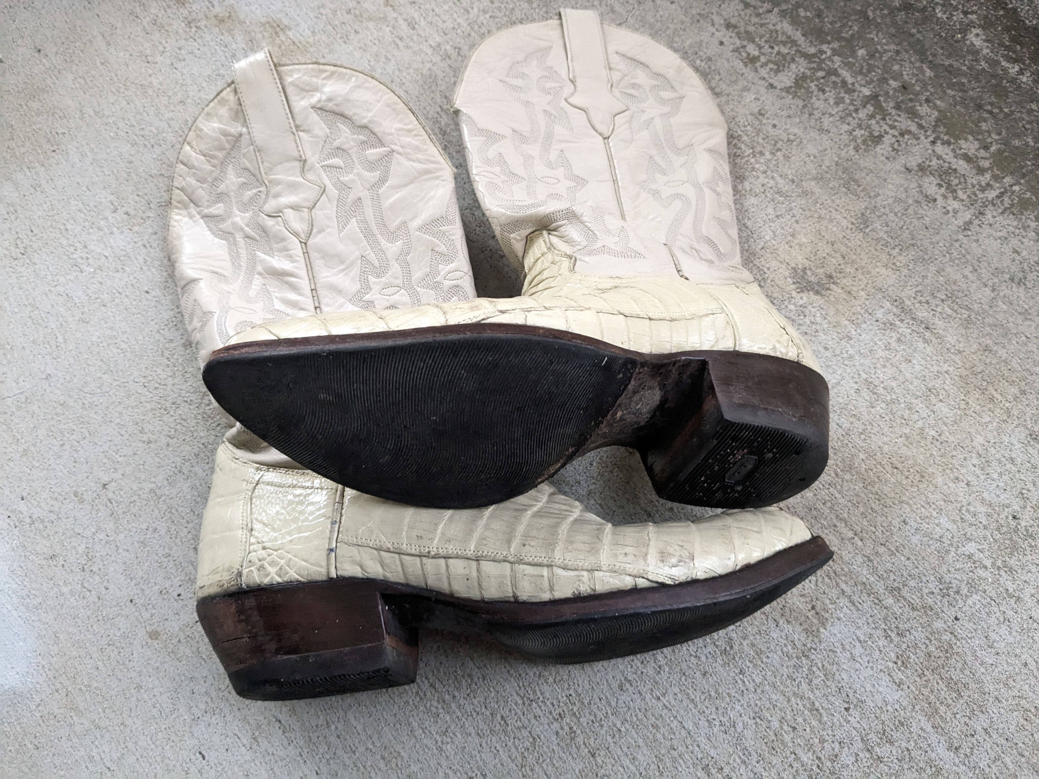 Genuine Leather Crocodile Cowboy Boots White 9.5 Vintage Leather Botas Size US 9.5 / EU 42-43 - 14 Thumbnail