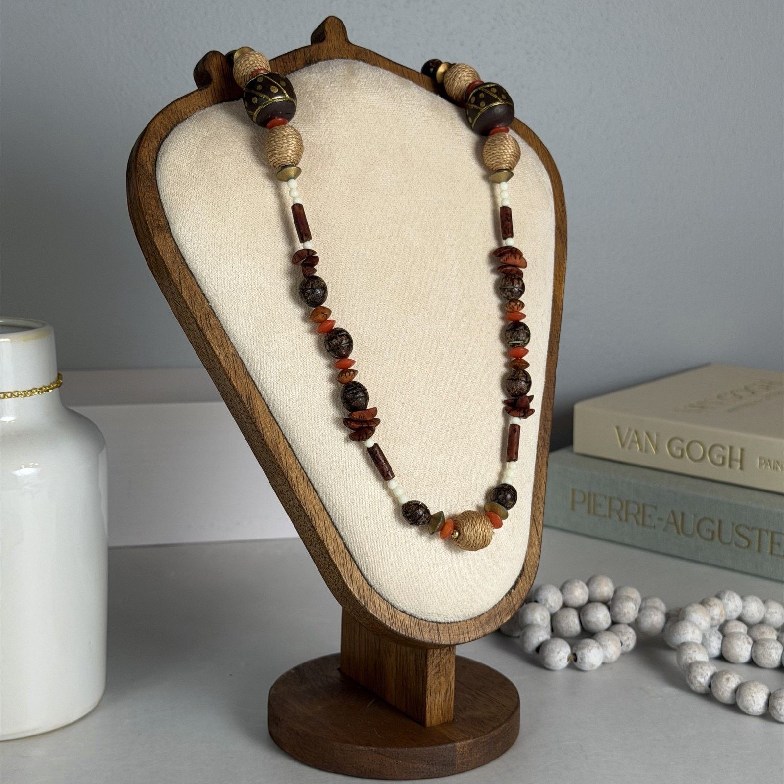 Other VTG 1980s Boho Earth-Tones Multi-Shape Beaded 34" Necklace Size ONE SIZE - 2 Thumbnail