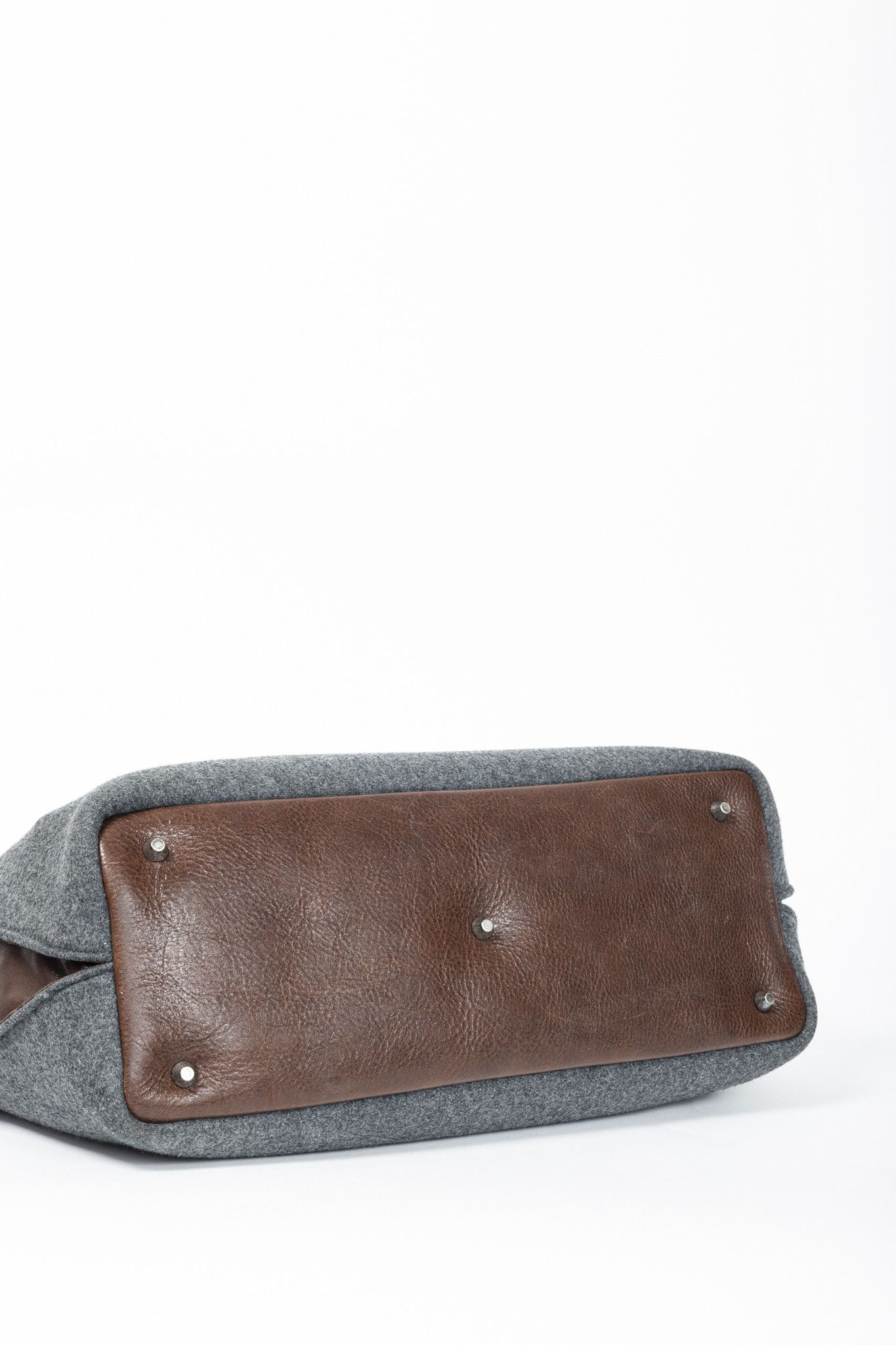 Brunello Cucinelli Brunello Cucinelli Grey Wool-Felt Leather-Trim Tote Size ONE SIZE - 4 Thumbnail