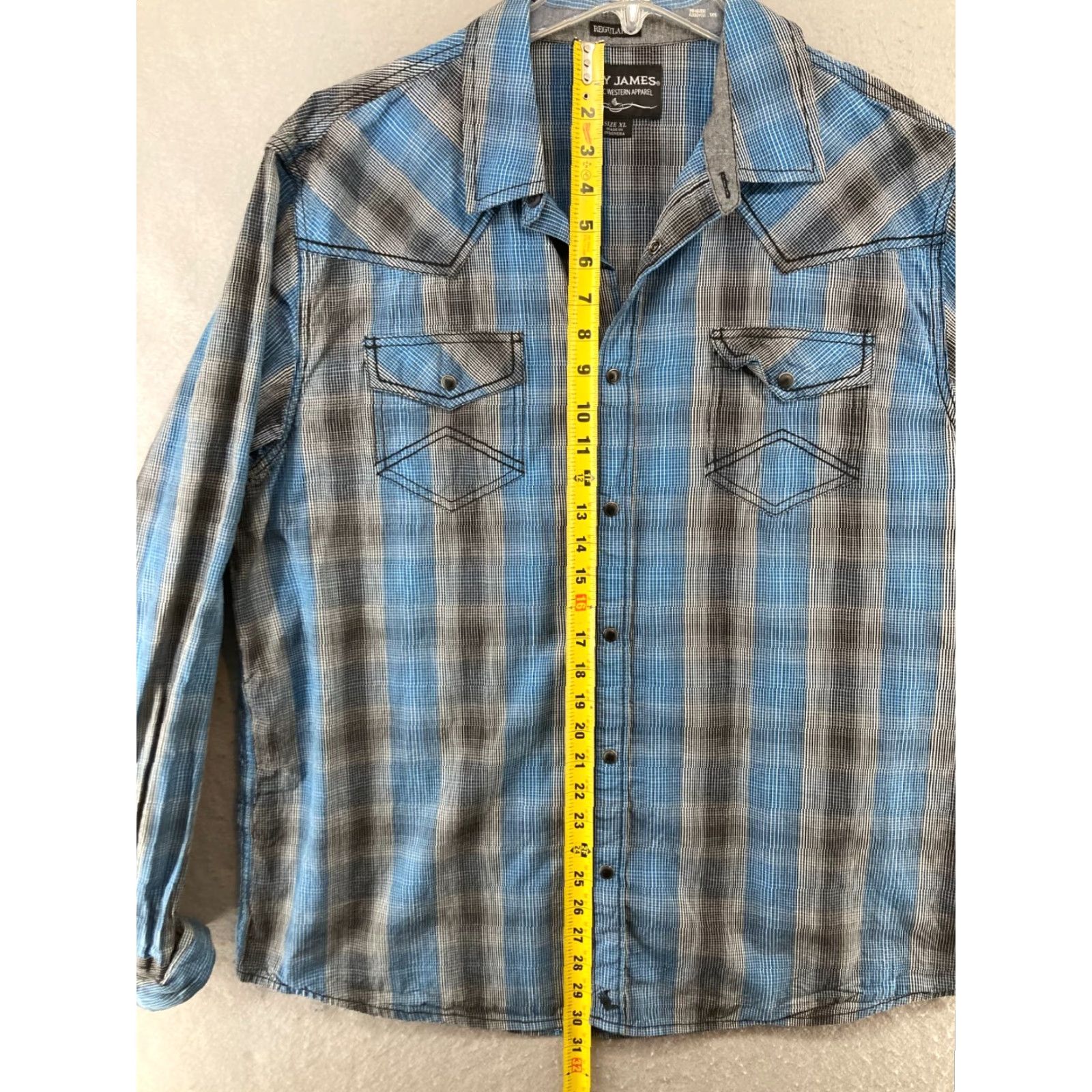 Cody James Cody James Western Shirt XL Blue Striped Snap Button-Up Regular Fit Mens Size US XL / EU 56 / 4 - 3 Thumbnail