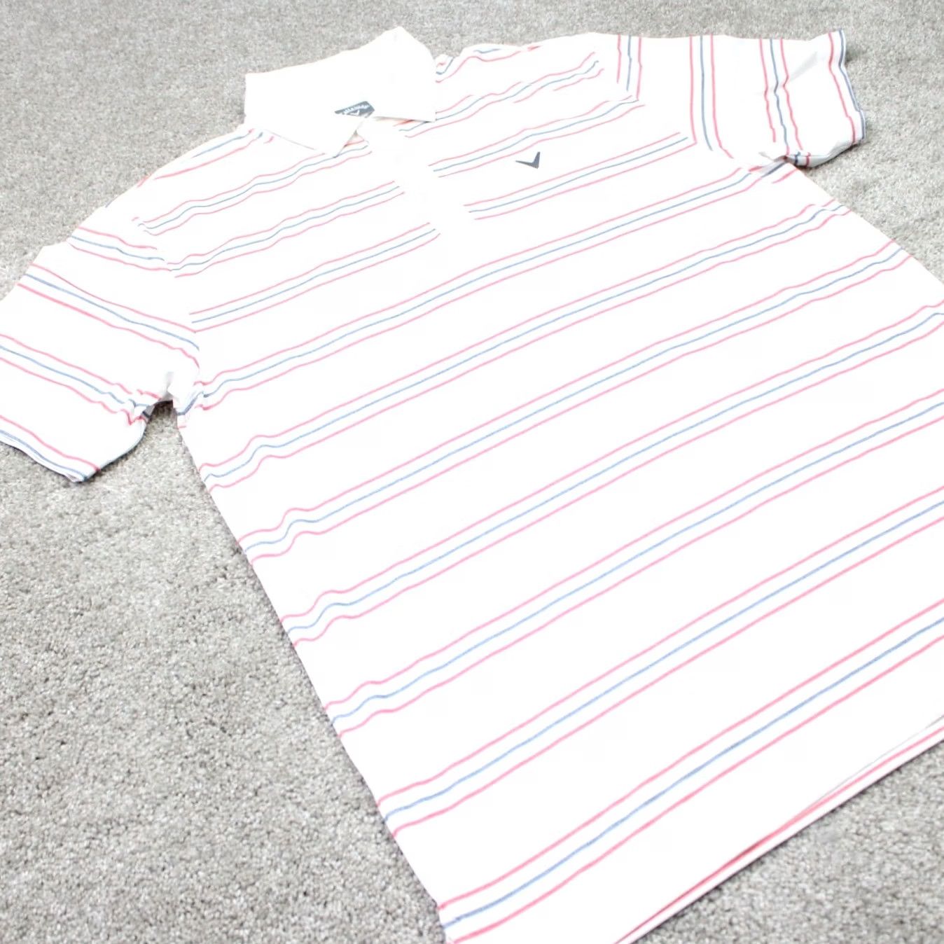 Callaway Callaway Polo Shirt Mens Large White Red Blue Striped Opti-Dri Golf Short Sleeve Size US L / EU 52-54 / 3 - 6 Thumbnail