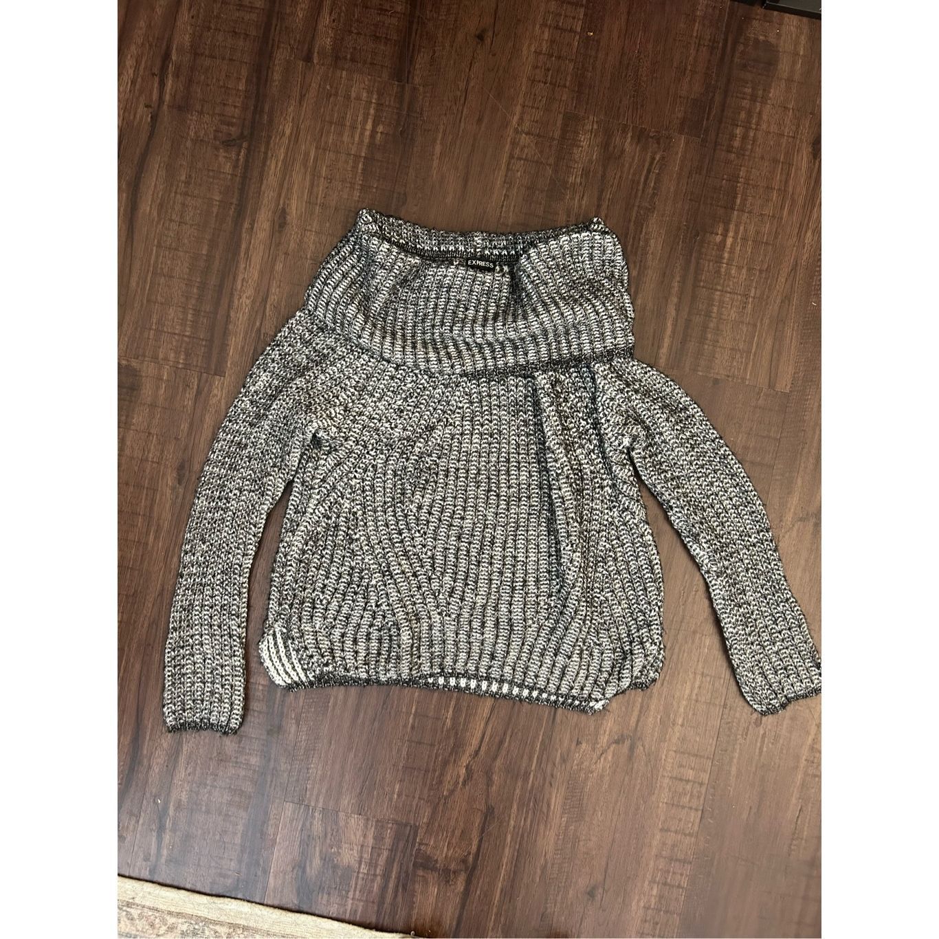 Express Express Gray Cotton Blend Knit Turtleneck Pullover Sweater, Size XS / US 0-2 / IT 36-38 - 2 Thumbnail