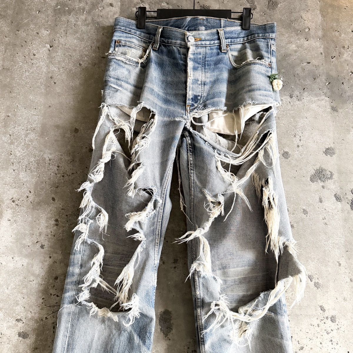 Helmut Lang Vintage Helmut Lang 1998 THRASHED Repair Denim Size US 32 / EU 48 - 3 Thumbnail