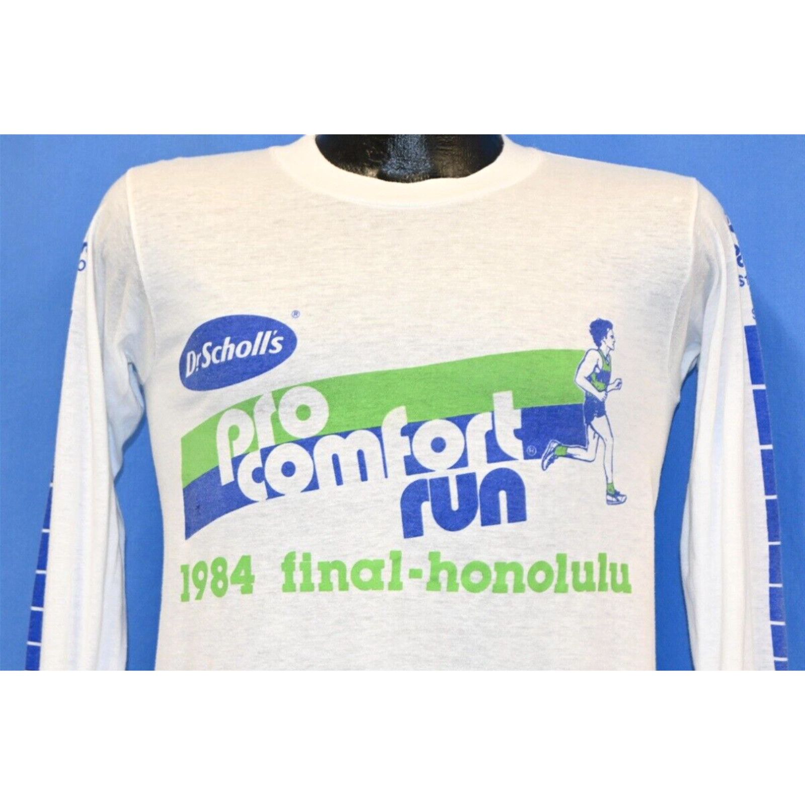 image of Hanes VTG 80's Dr Scholls Pro Comfort 10K Run Honolulu Hawaii '84 Long Sleeve T-Shirt S in White (S