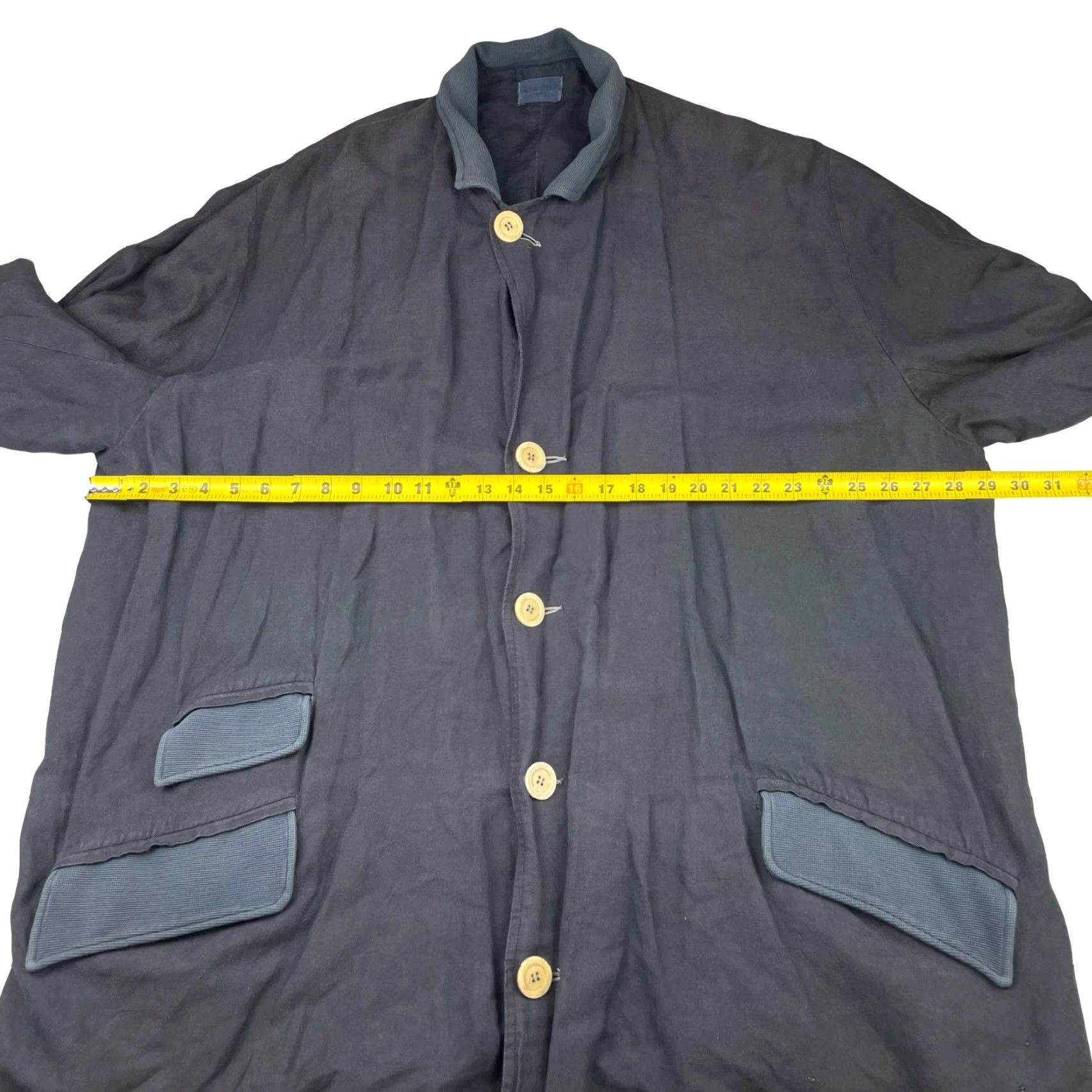 Vintage VINTAGE Vogage Invest Women's Linen Blend Lagenlook Blazer Navy Oversized One Size Blazer Womens - 90s? (but avoid unknown decade) Size ONE SIZE - 7 Thumbnail