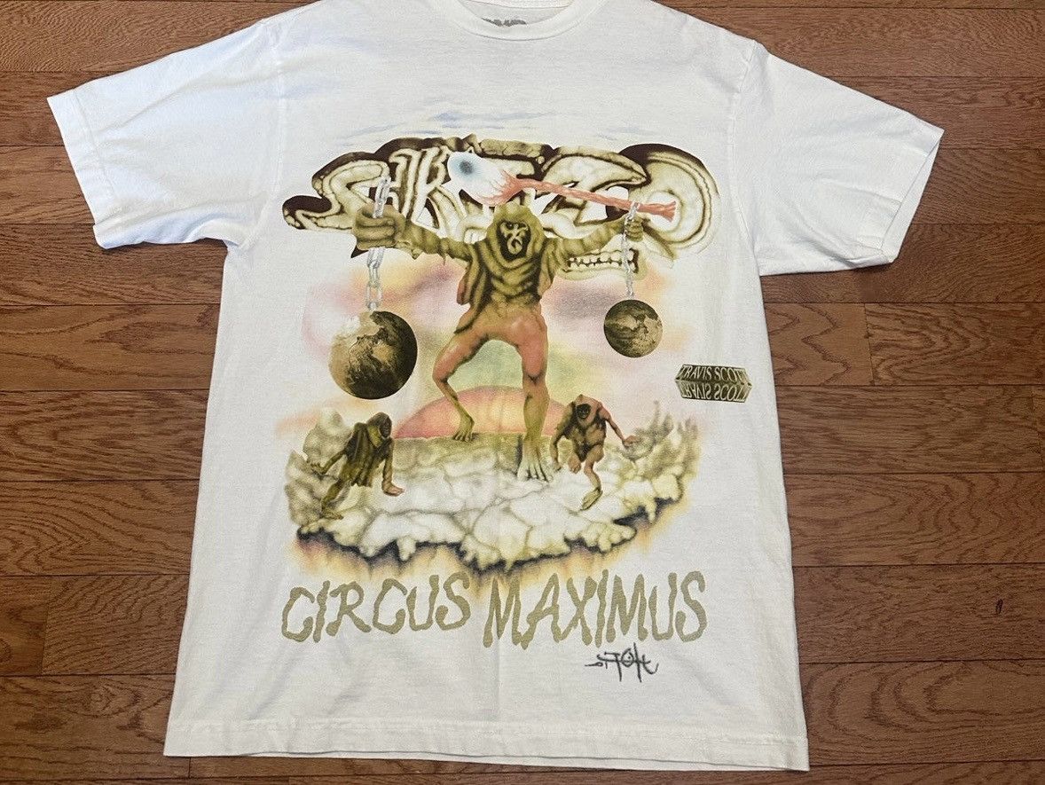 image of Travis Scott Circus Maximus Utopia Tour T Shirt Size XL in Grey, Men's