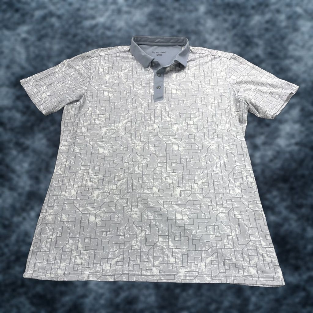 Galvin Green Galvin Green Polo Shirt Mens M Gray Geometric Golf Stretch GG Shirt Size US M / EU 48-50 / 2 - 1 Thumbnail