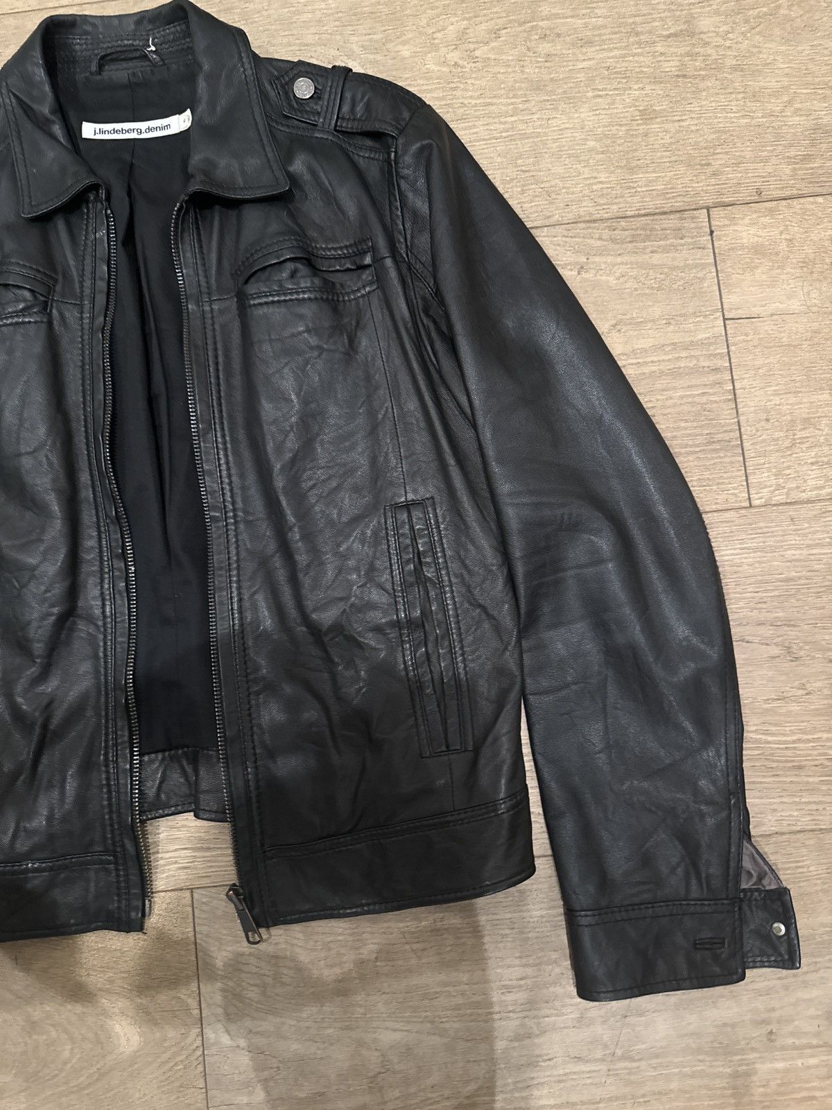 J.Lindeberg J.Lindeberg Black Leather Jacket Size US XL / EU 56 / 4 - 4 Thumbnail