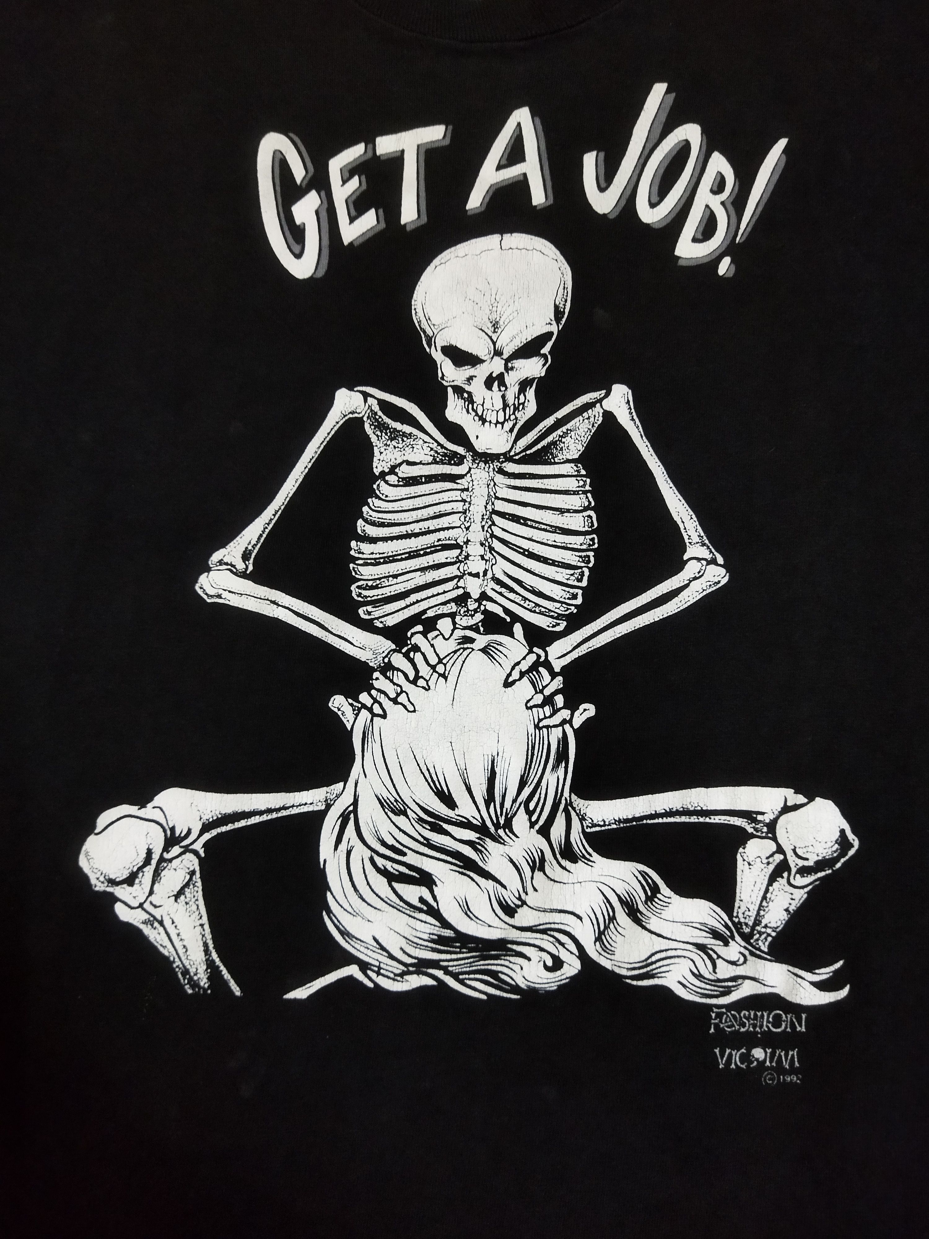 Fashion Victim × Vintage Vintage 1992 Fashion Victim Get A Job Tee Size US XL / EU 56 / 4 - 2 Thumbnail