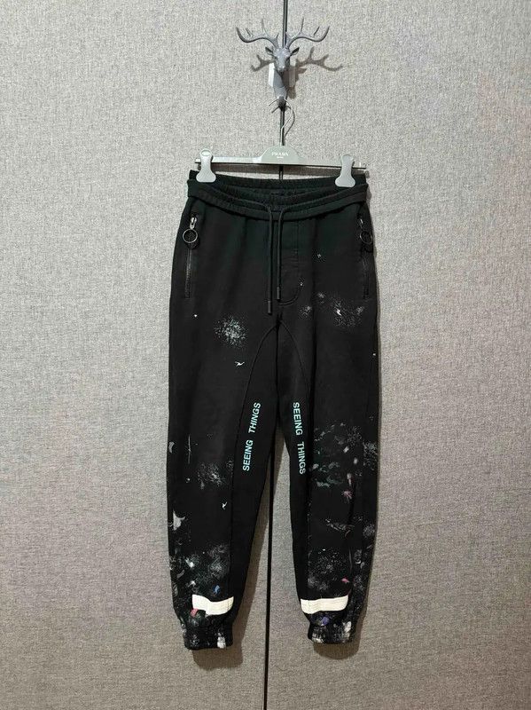 Off-White Off-White Black Cotton Logo Casual Pants 0089 Size US 26 / EU 42 - 1 Thumbnail