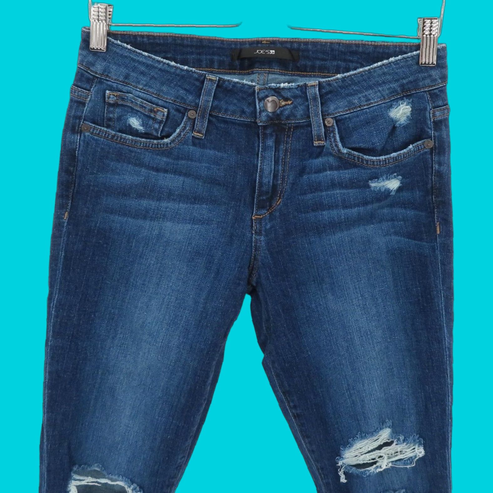 Vintage Joes Jeans Women 29 The Skinny Denim Jeans Distressed 5-Pocket Blue Cotton Blend Regular Rise Mid 8.5-10.5in Vintage No Size 29" - 1 Thumbnail