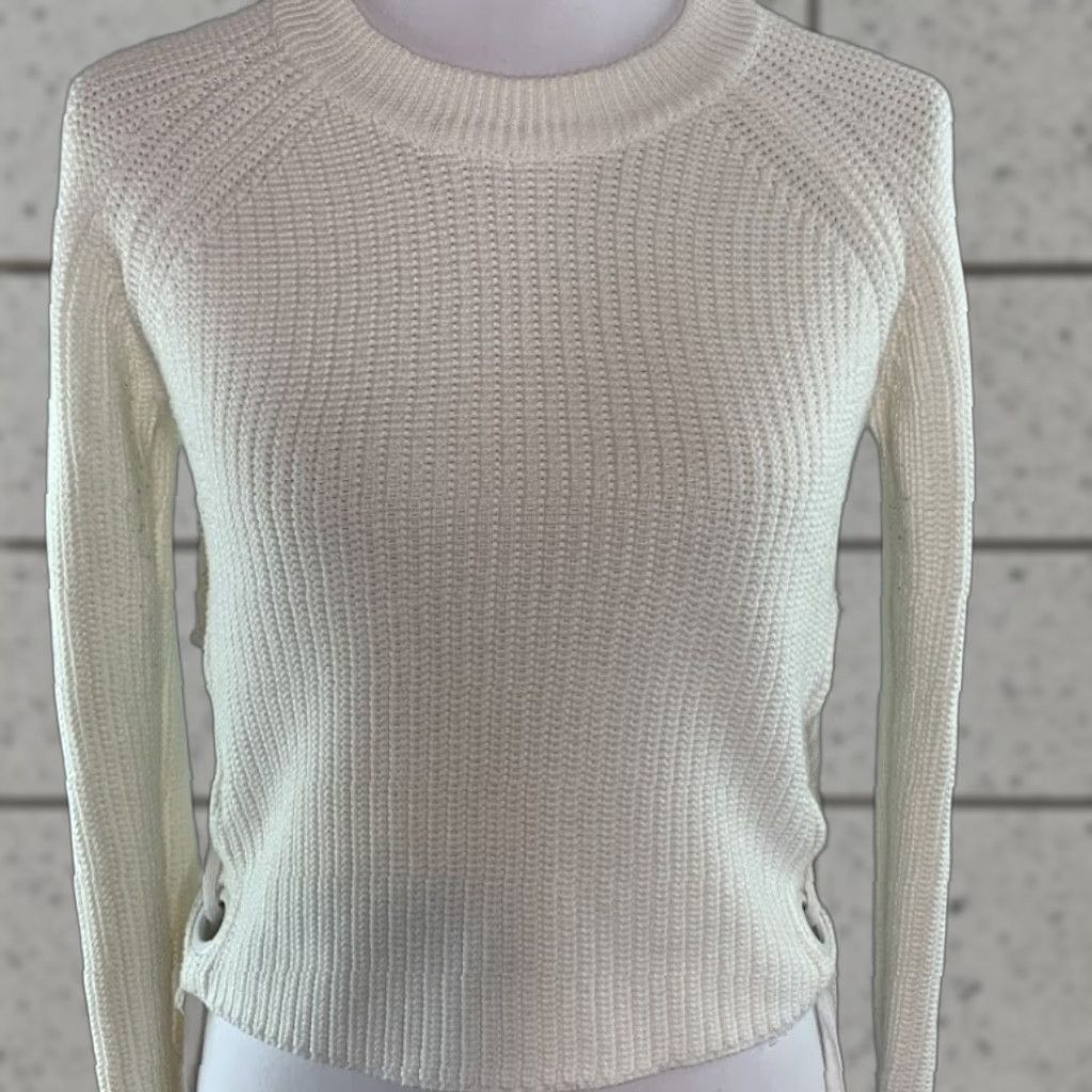 Both BLUE BLUSH Womens S Top Pullover Sweater Crew Neck Crop White Size S / US 4 / IT 40 - 1 Thumbnail