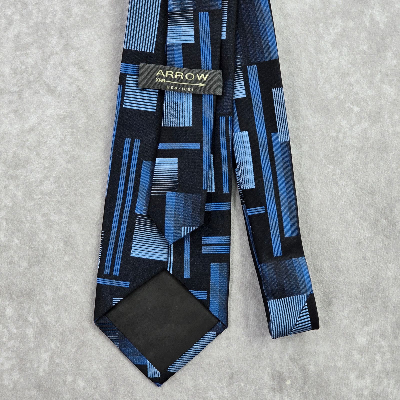Arrow Arrow Blue Black Gray Plaid Stripe 100% Silk Men's Neck Tie Size 30 - 3 Thumbnail